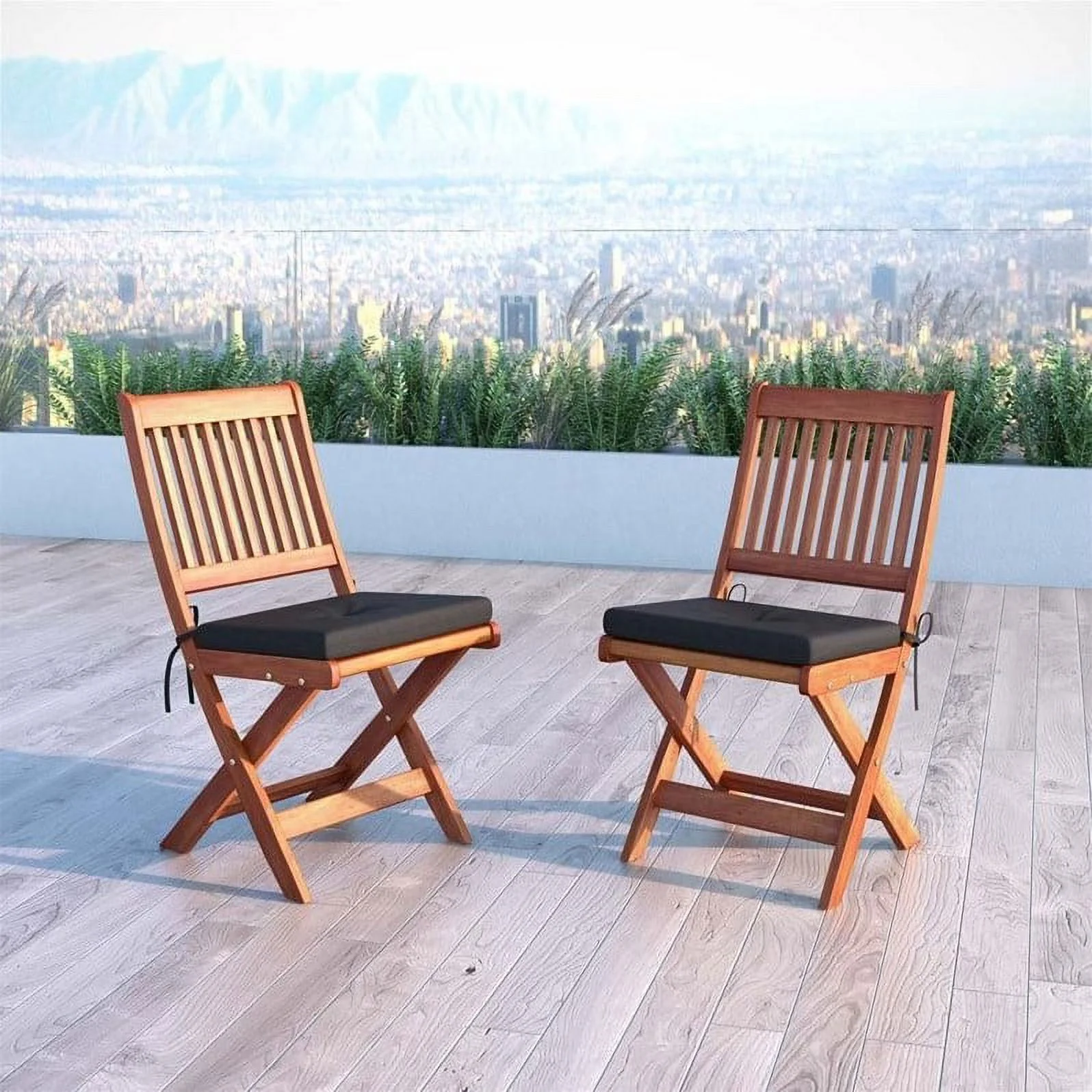 Atlin Designs Folding Patio Dining Chair in Cinnamon Brown (Set of 2)