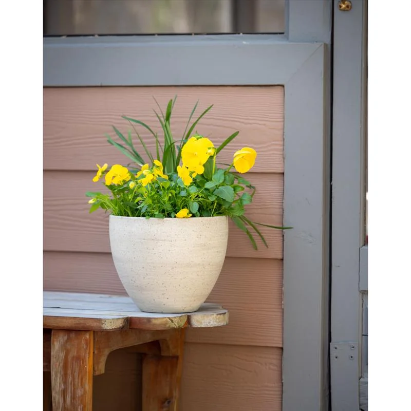 Egg Planter 8082793 7.5 x 9 in. Southern Patio Resin Whitestone Planter