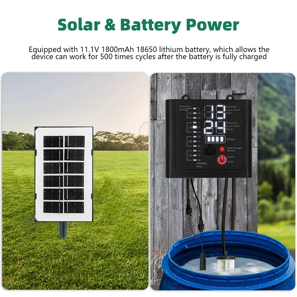 Drip Irrigation Kit,Solar Powered Indoor Automatic Watering System for Potted Plants(12 Timing Modes, Supported 10-15 Pots)