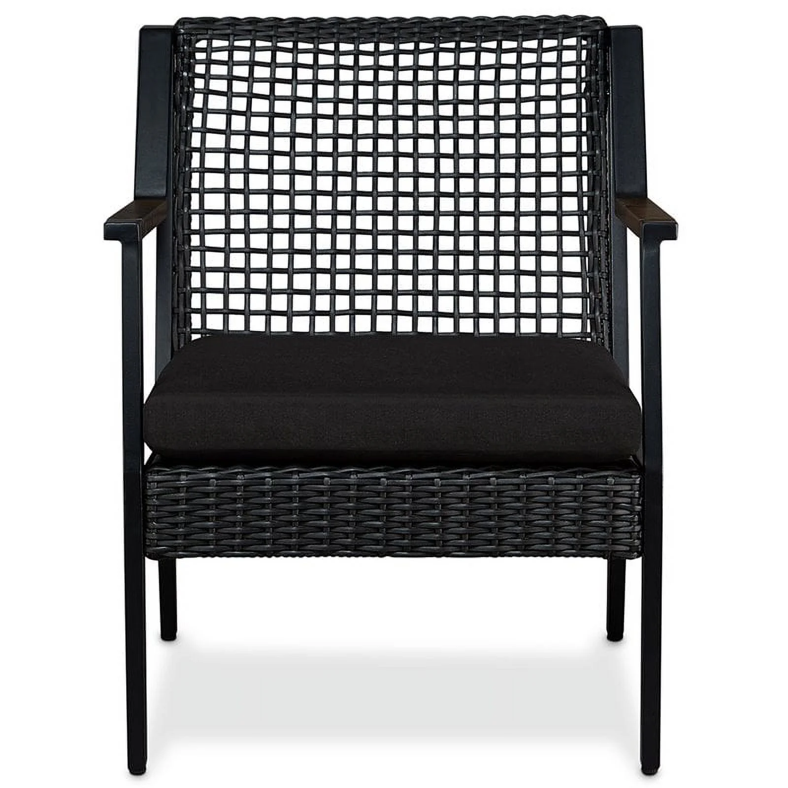 Home Square 3 Piece Garden Patio Set with Bench and 2 Chairs in Black