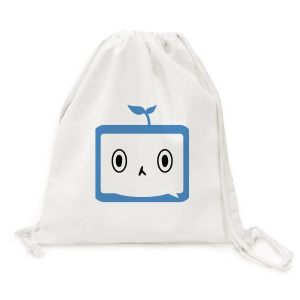 Saplings Lovely Small TV Happy Original Backpack Canvas Drawstring Bag Shopping Travel
