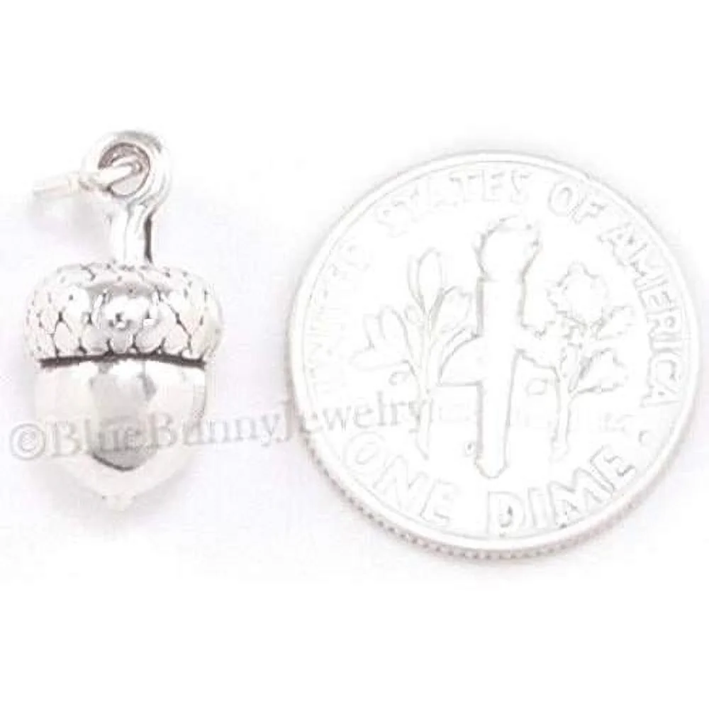 Acorn Charm Fall Autumn Pendant Tree Nut Jewelry Sterling Silver 925 Solid .925 DIY Crafting By