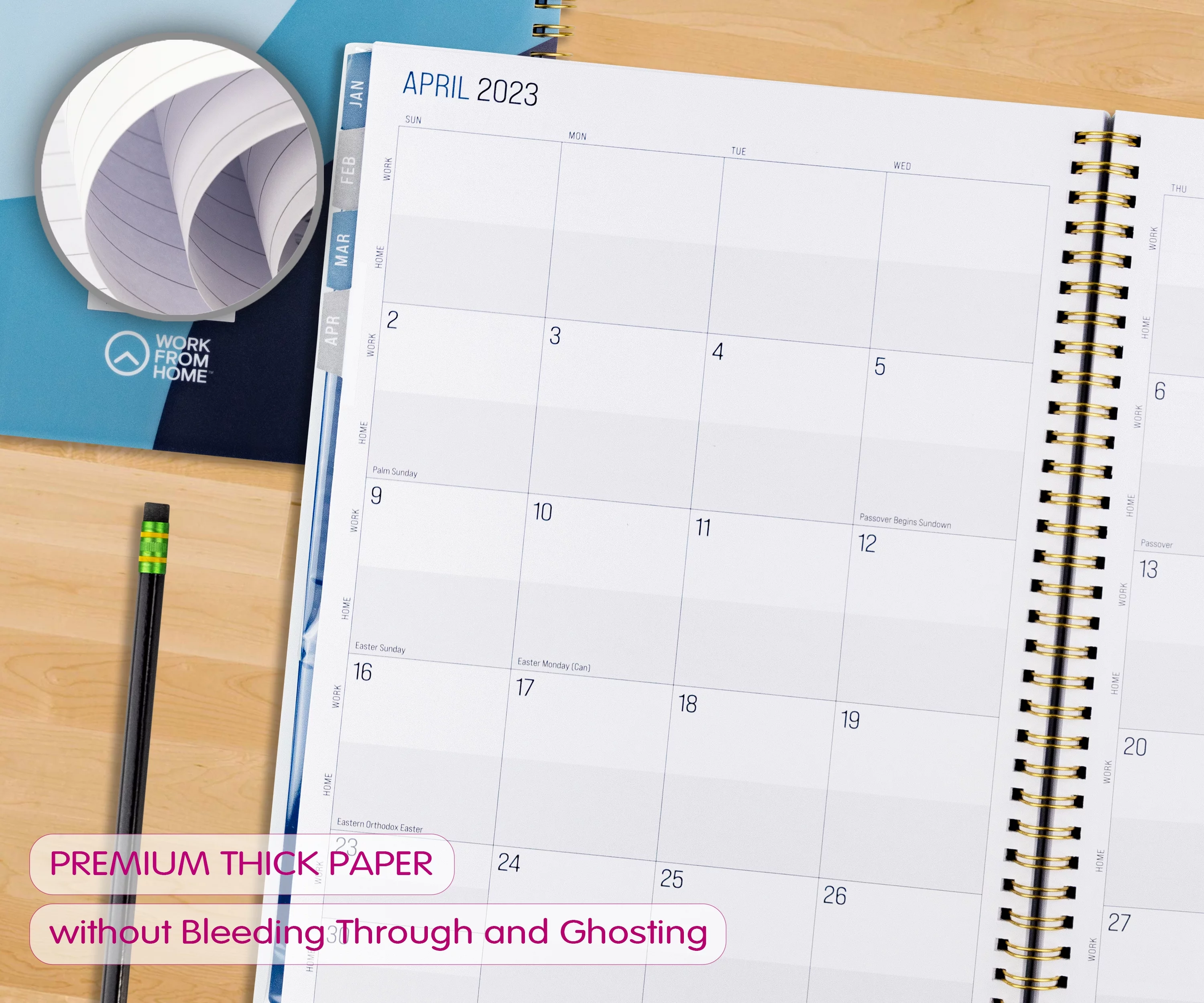 Work from Home Monthly & Weekly Planner, Apr 2023 - Jun 2024 (8.75