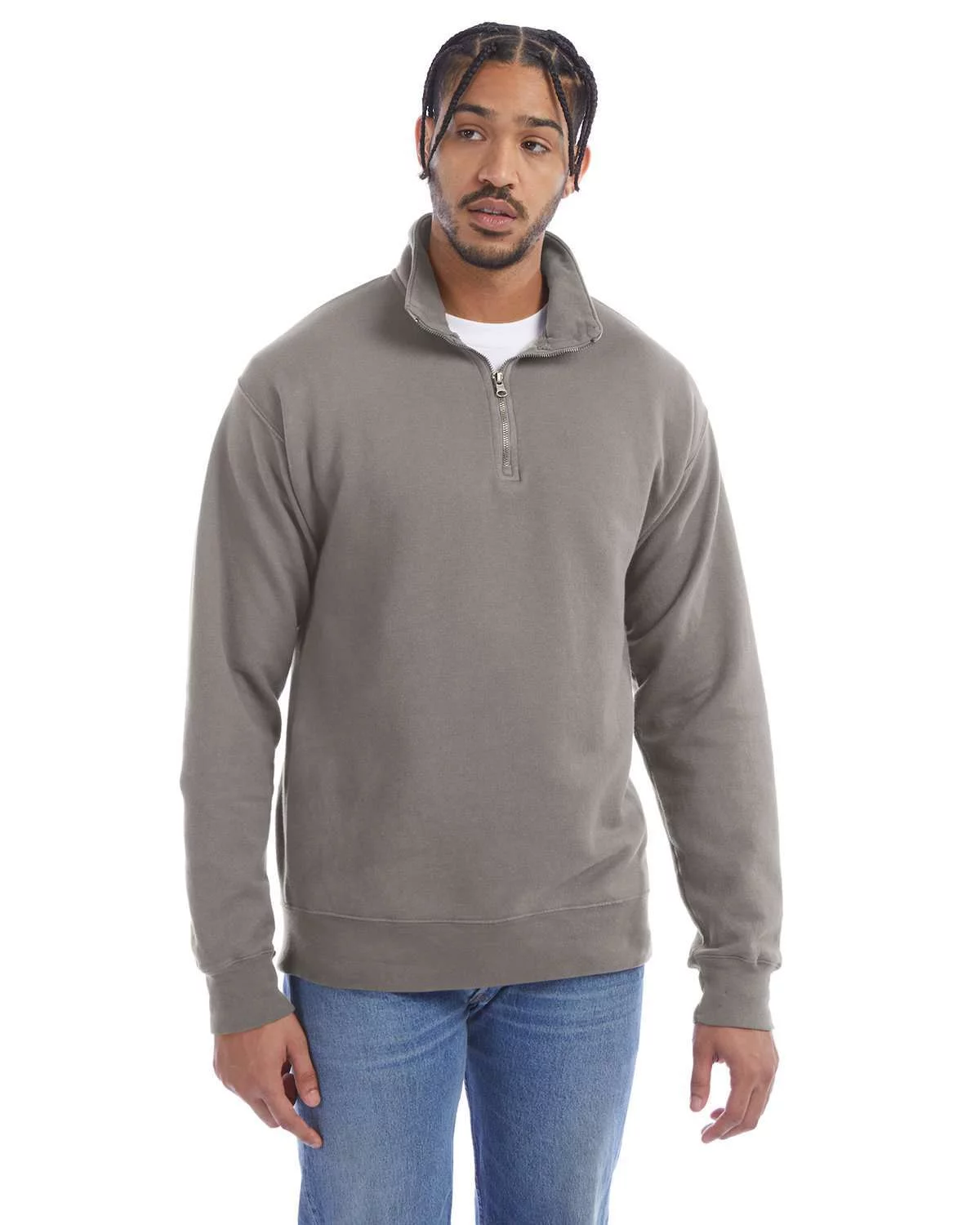 ComfortWash by Hanes - Garment-Dyed Quarter-Zip Sweatshirt - GDH425 - Concrete Grey