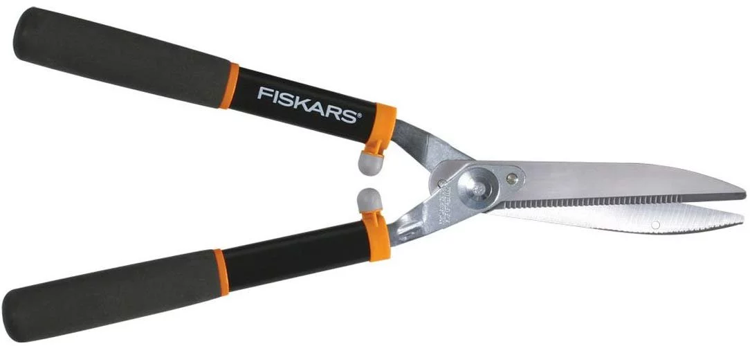 Fiskars 391911-1002 Power Lever 8-Inch Hedge Shears With Soft Grip Handle Black/Orange