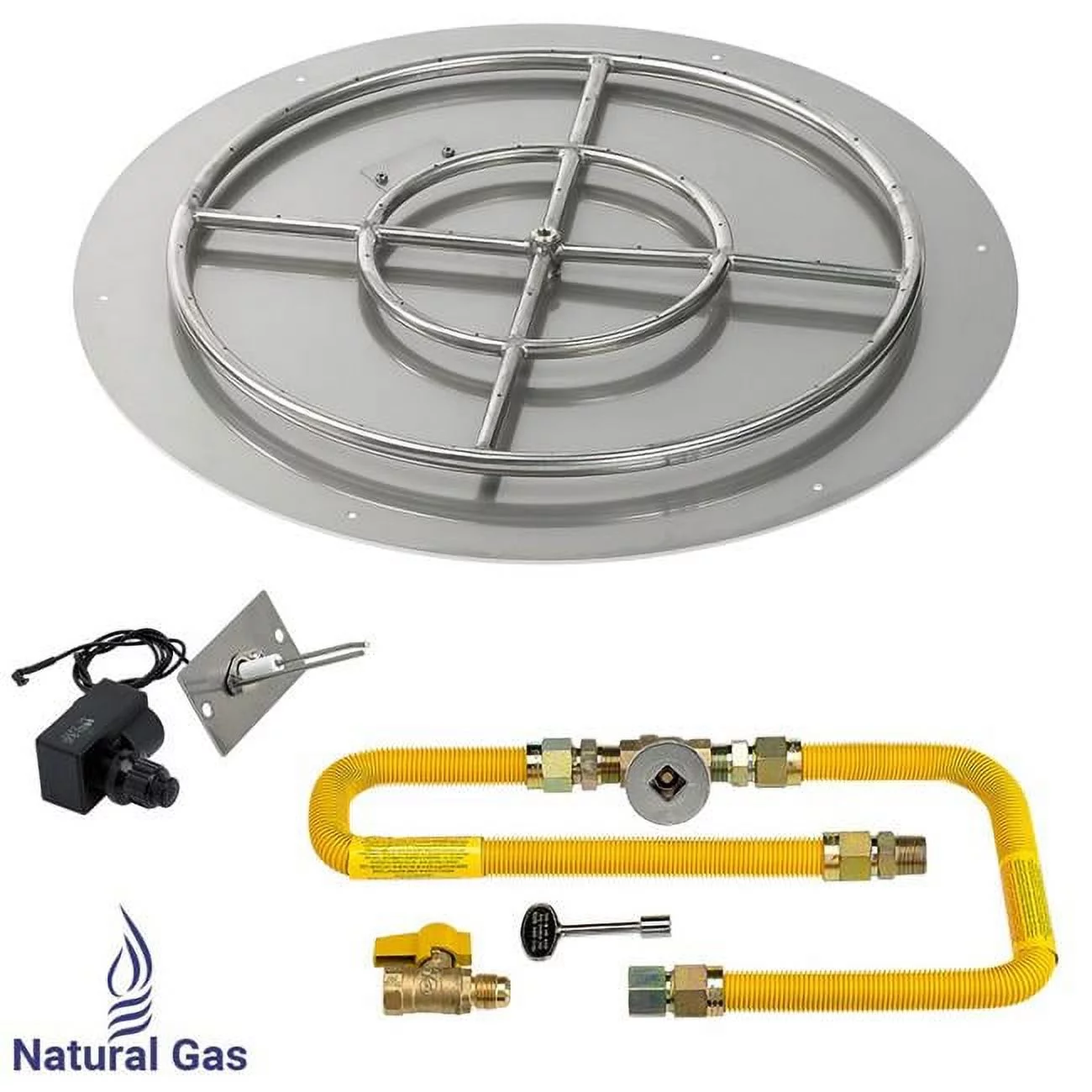 30 in. Round Stainless Steel Flat Pan with Spark Ignition Kit - Natural Gas
