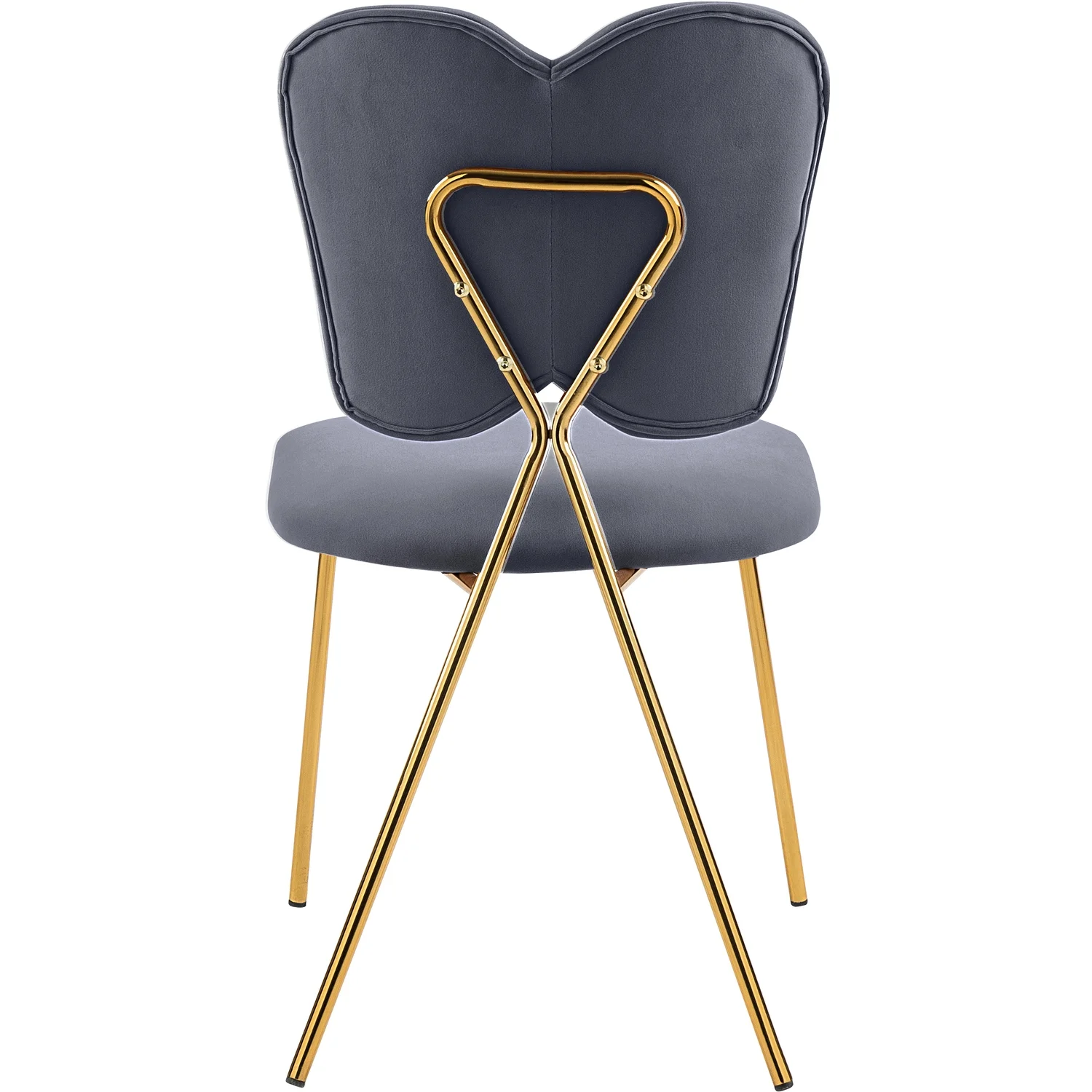 Maykoosh Artisanal Attic Velvet Upholstered Dining Chair with Butterfly Shaped Back and Sturdy Gold Iron Legs
