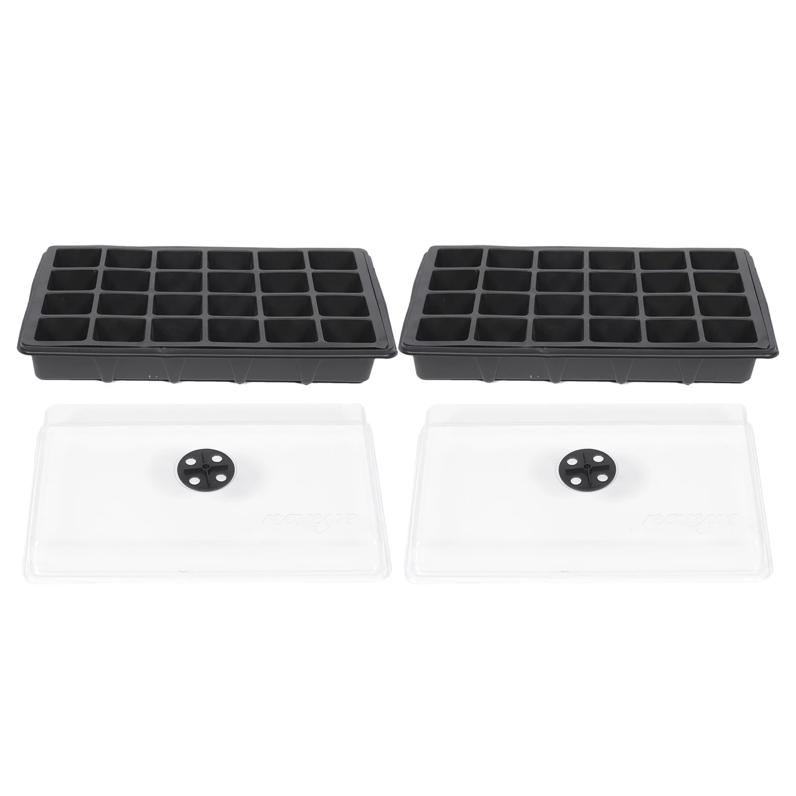 Guichaokj 2Pcs Home 24 Holes Plant Germination Boxes Plastic Planting Tray With Lid