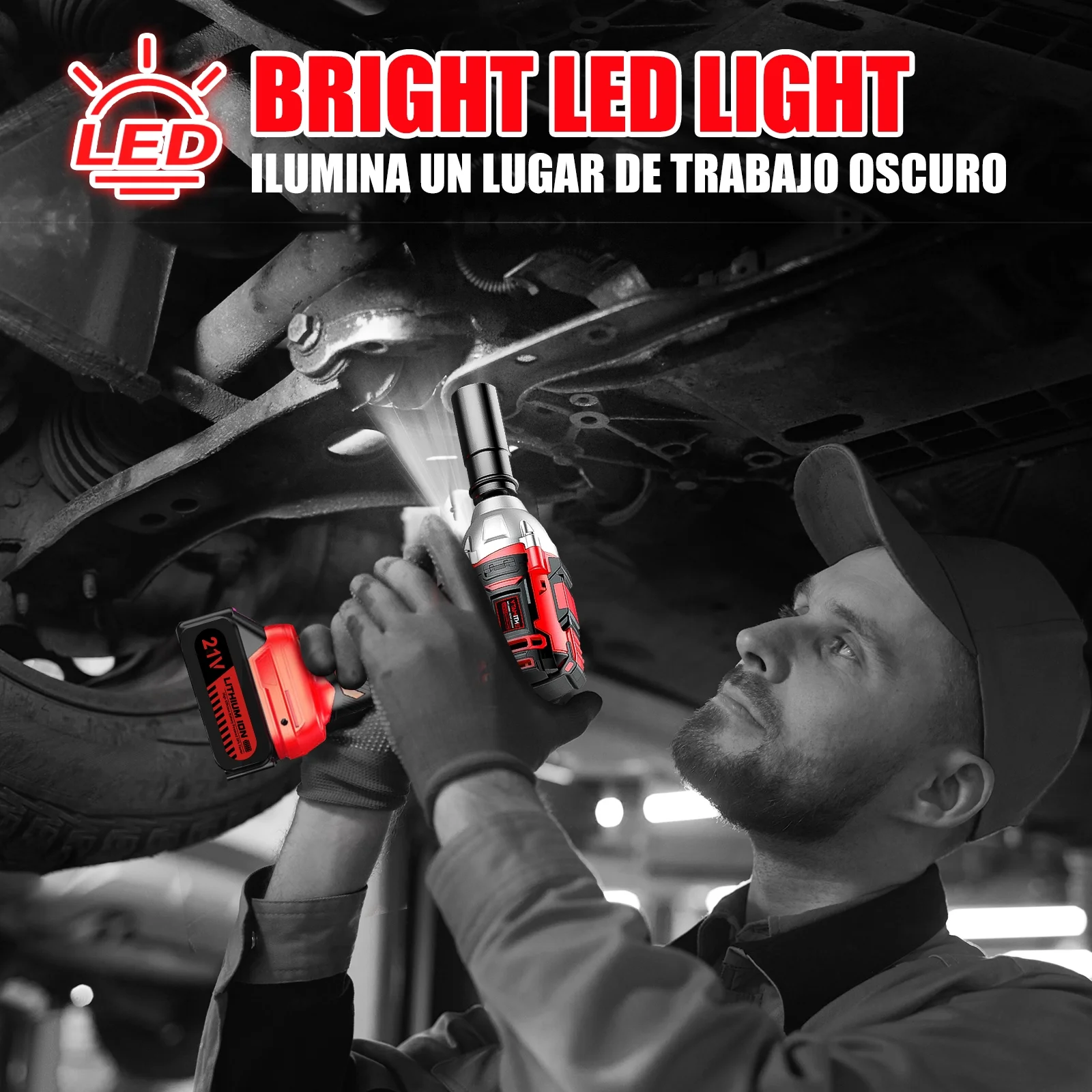 Cordless Impact Wrench, Power 1/2 inch Brushless Impact Gun, Max Torque 350 Ft-lbs(450N.m) Impact Wrench with 20V Brushless Motor, with 2 x 2.0Ah Li-ion Battery & 7 Sockets,9 Drill,6 Screws