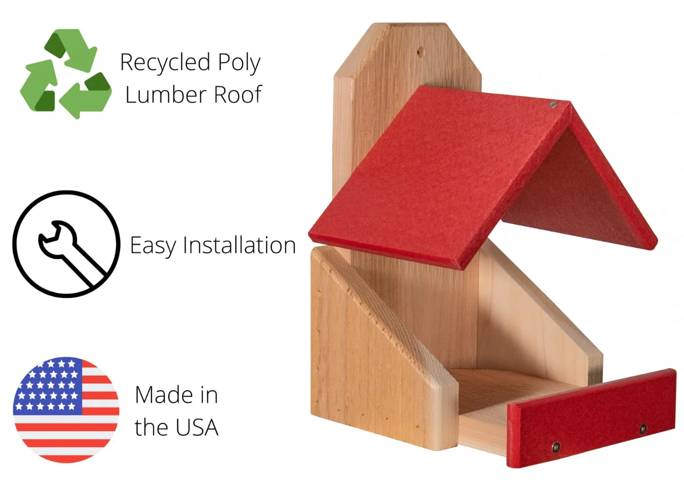 JCs Wildlife Cedar Robin Roost Birdhouse with Recycled Poly Lumber Roof (Red)