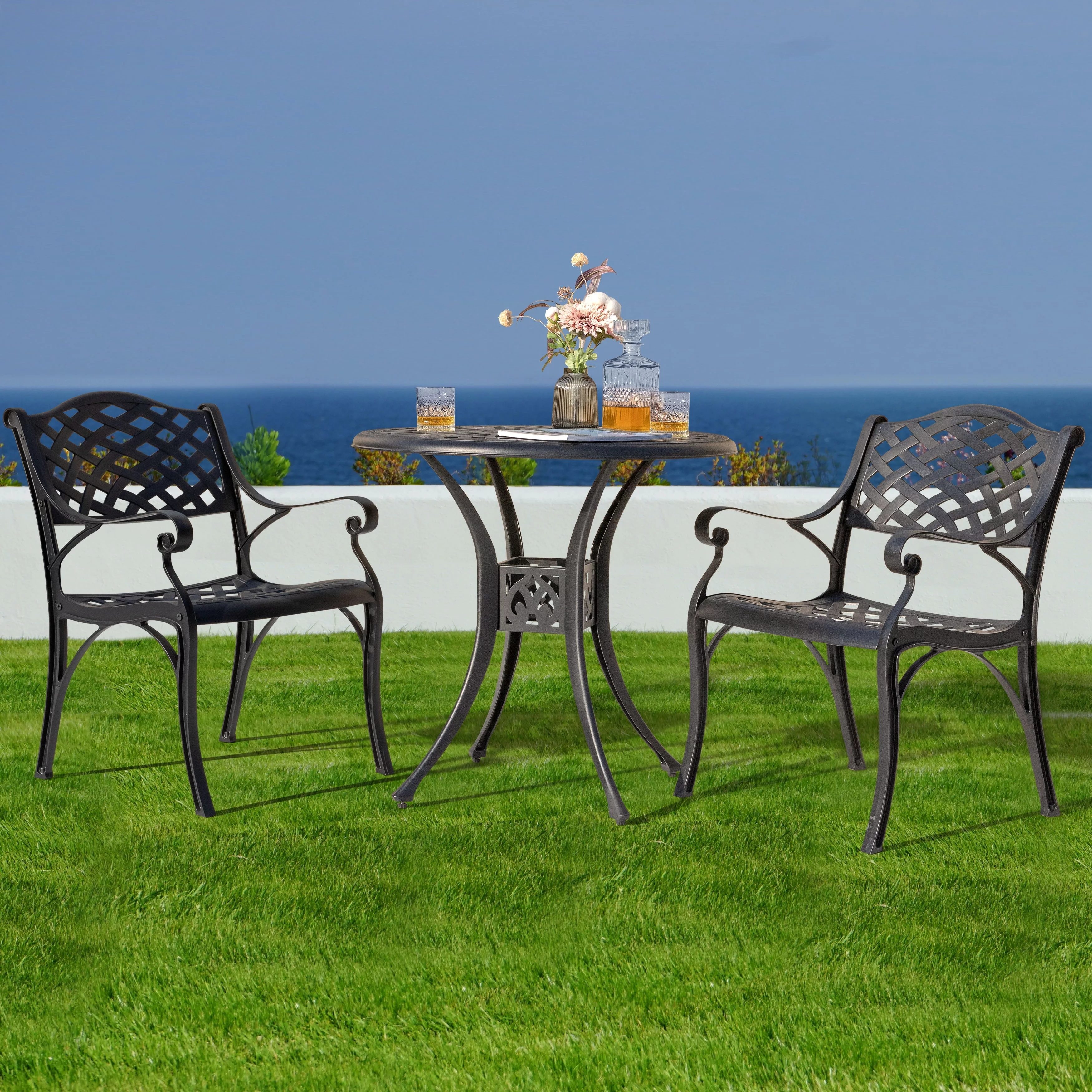 Nuu Garden  3-piece Powder Coated Aluminum Dining Set, Antique Brown