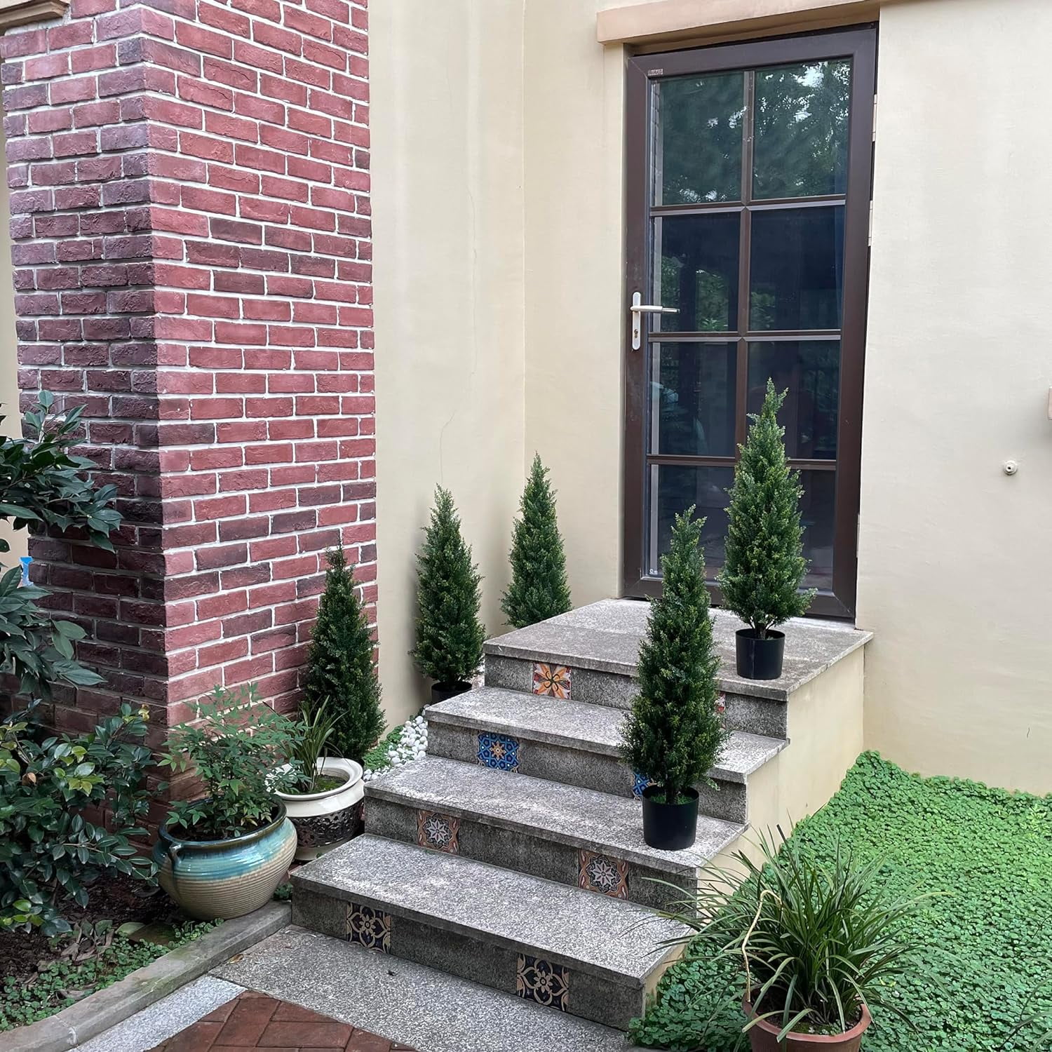 Artificial Tree, 3FT Cedar Potted Plant, 2 Pack, UV Resistant, Indoor Outdoor Garden Decor