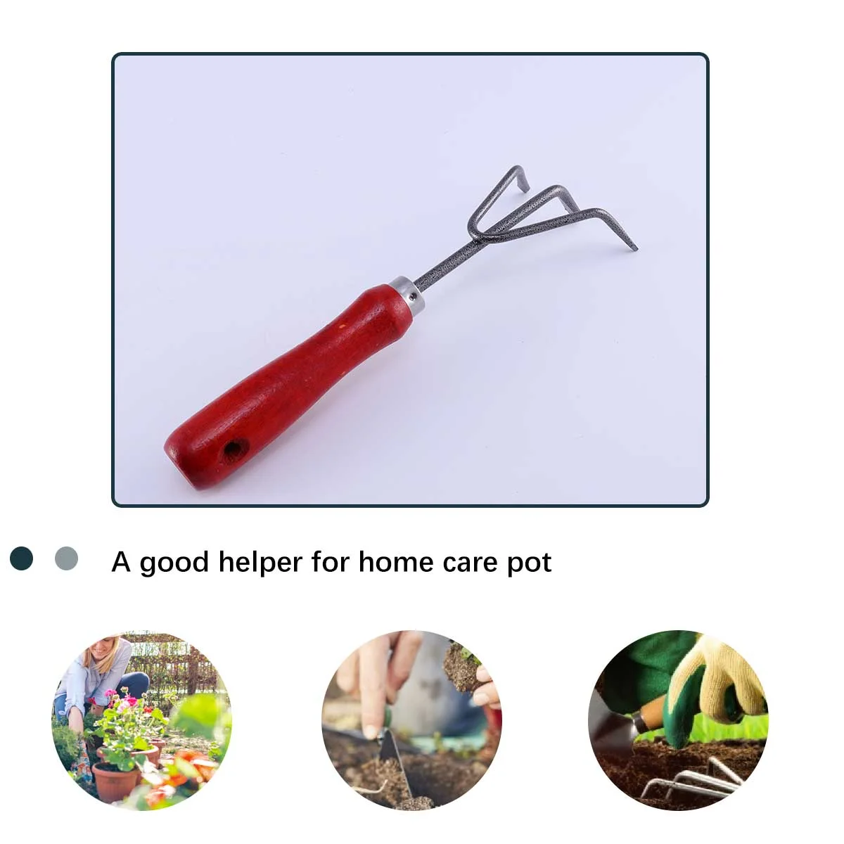 Guichaokj 2 PCS Gardening Tools Practical Three-tooth Weeding Rake for Garden Use