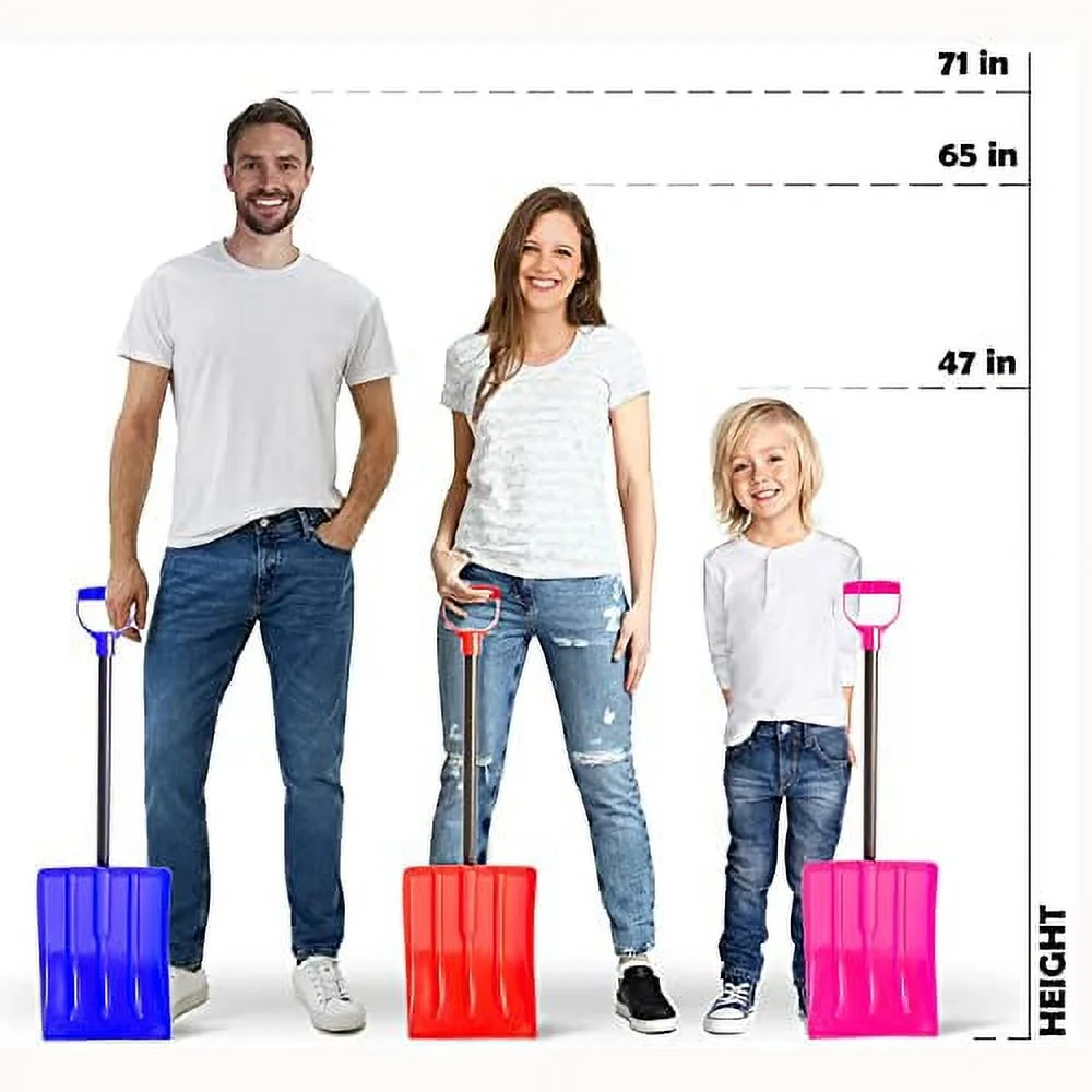 Kids' Snow Shovel – Steel Shaft with Ergonomic Handle – Snow Shovel for Kids Pink – Works Great for The Car as an Emergency Shovel for Home Garage & Garden
