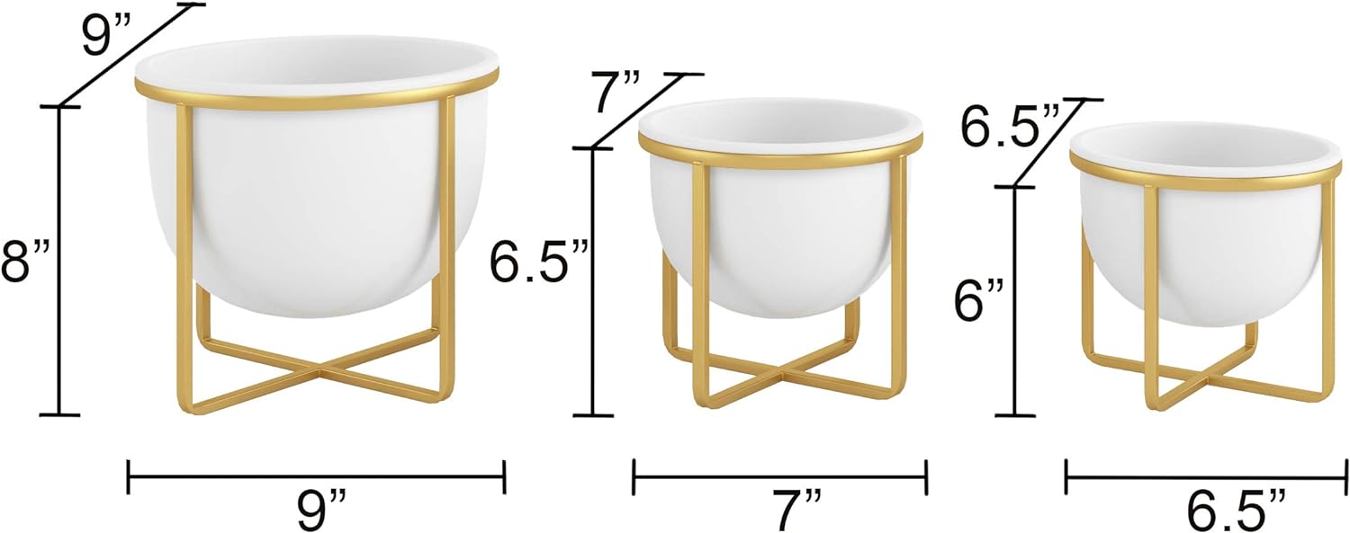 Mid Century Modern Planters (Set of 3)
