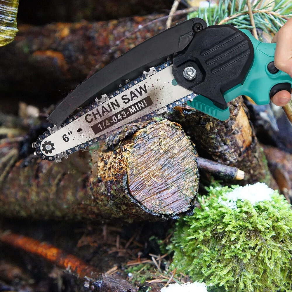 6"Mini Handheld Electric Chainsaw Cordless Chain Saw Wood Cutter Rechargeable