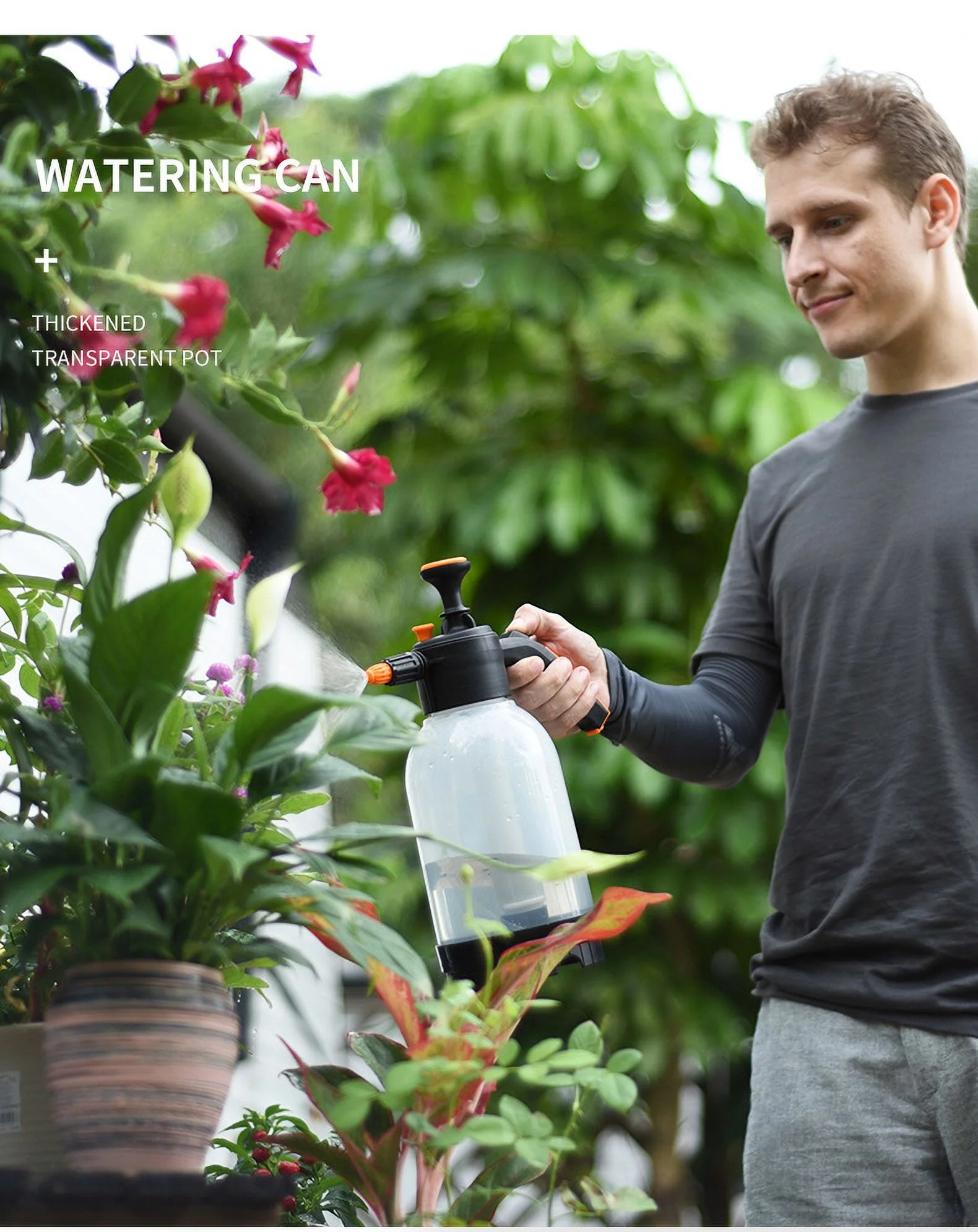 2PCS  2.0L Garden Sprayer, Hand-held Pressure Pump Sprayer Spray Bottle W B