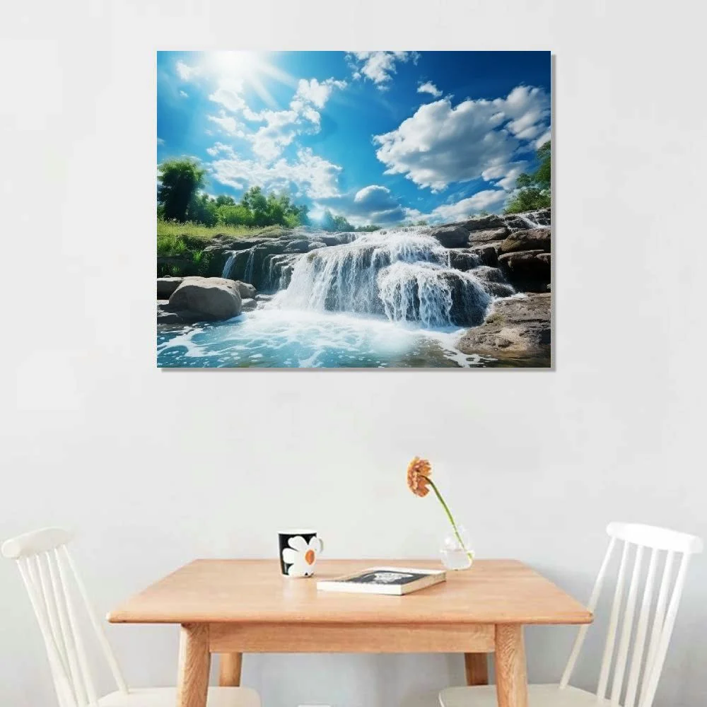 Nawypu  – Canvas Print – Canvas Art Print Wall Art – Print on Canvas – Wall Decor Picture Stretched on Wooden Frame – Iceland Skogafoss Waterfalls Collection