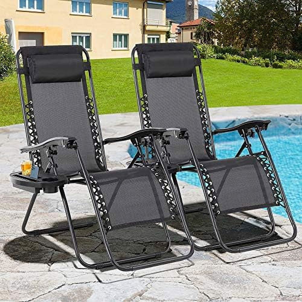 LNSETGC Patio Outdoor Chaise Lounge Chairs Beach Pool Side Lawn Deck Portable Folding Recliner Adjustable Lounge Chair （Black）