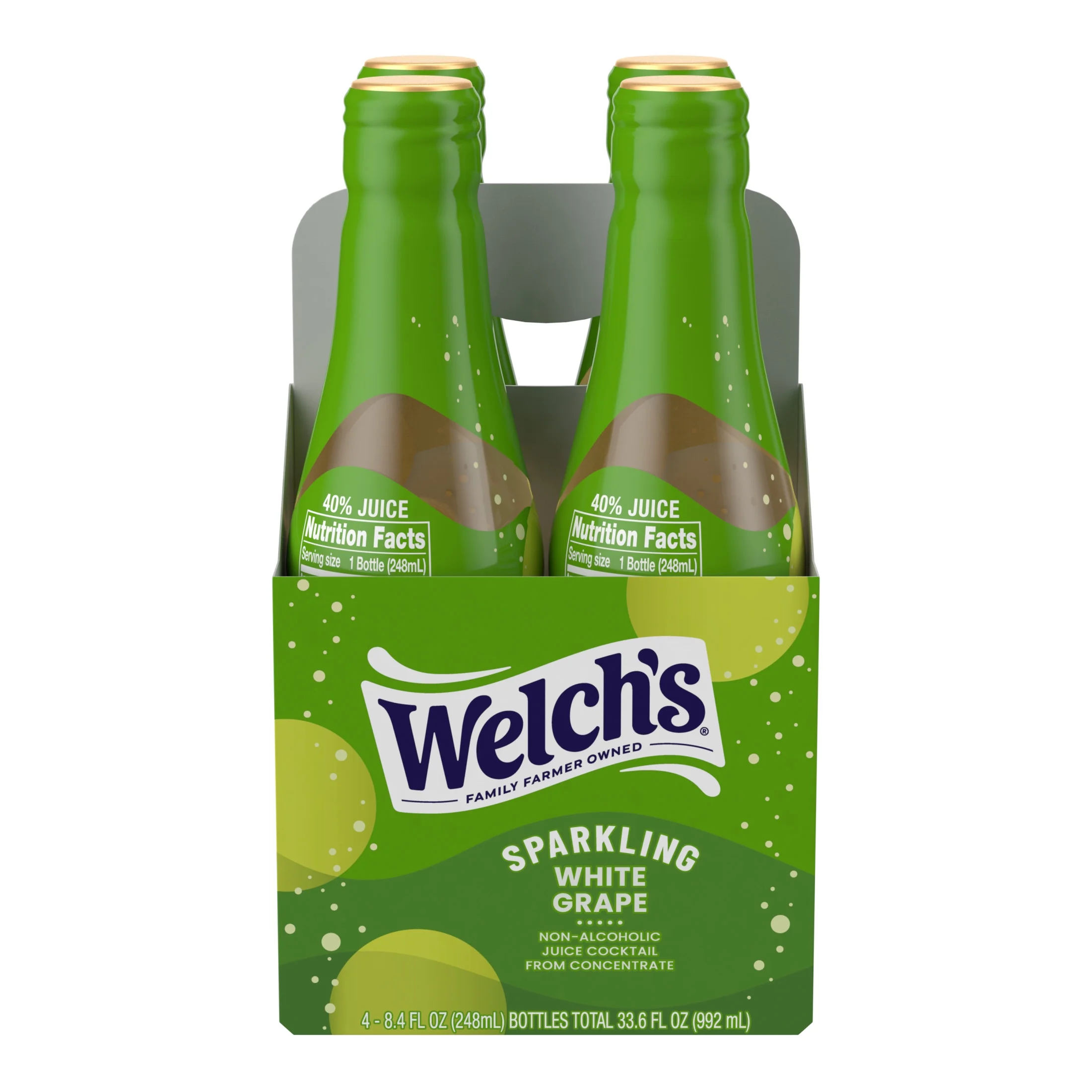Welch's Non-Alcoholic Sparkling Juice Cocktail, White Grape, 8.4 fl oz Bottle 4 Pack