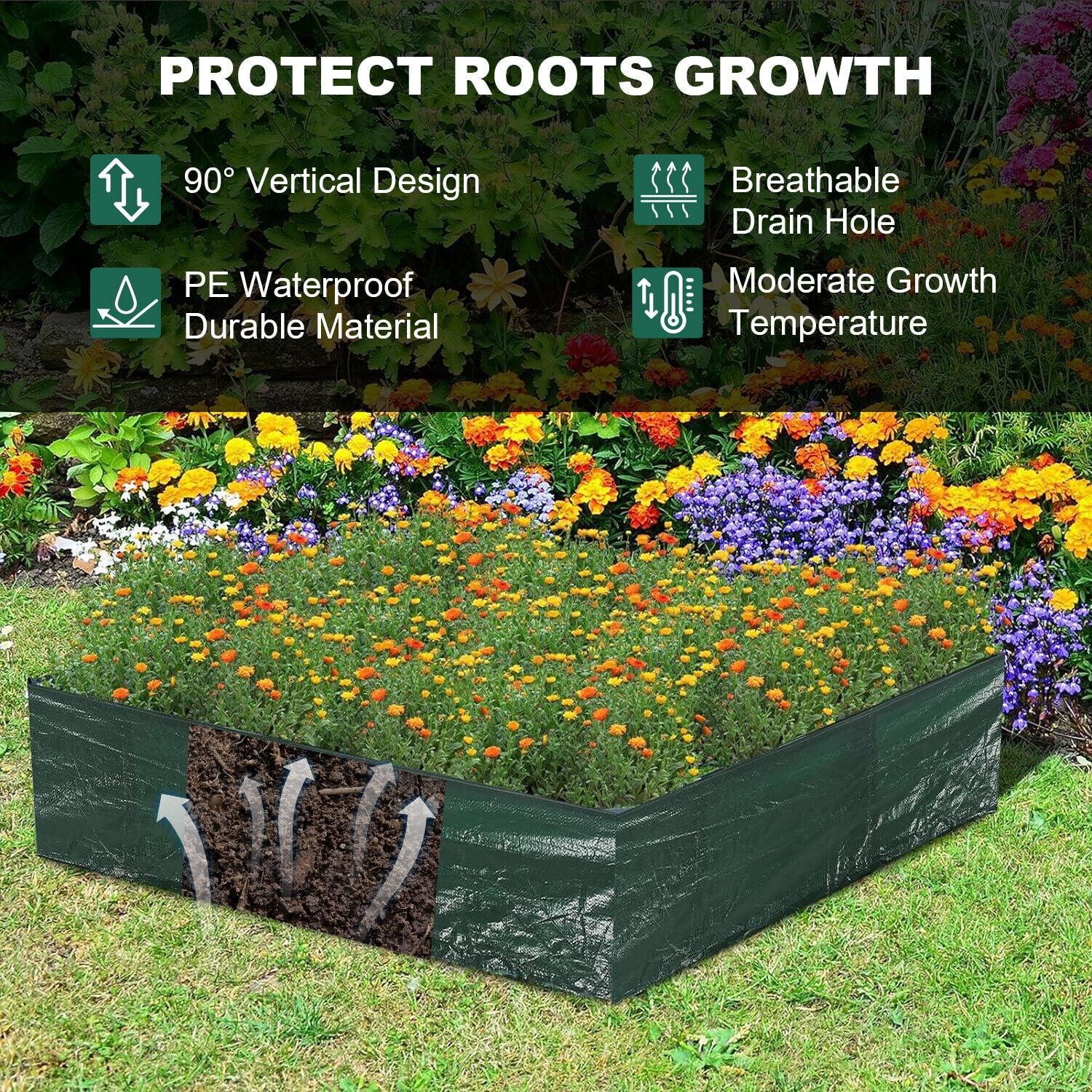 4/6/8Grid Plant Grow Bags PE Veg Pot Nursery Soil Bag Thickened Recycle Bag