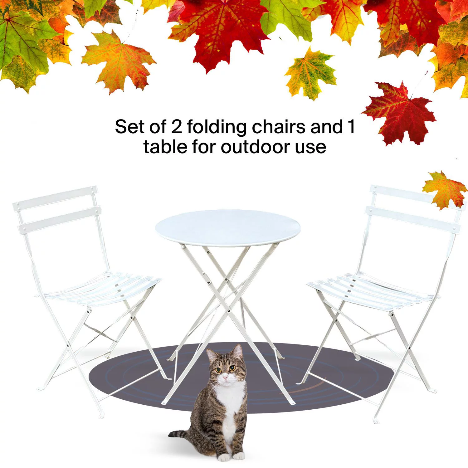 Myron 3 Piece Bistro Style Furniture Set – 2 Eye Catchy Chair With a Round Tea Table - White