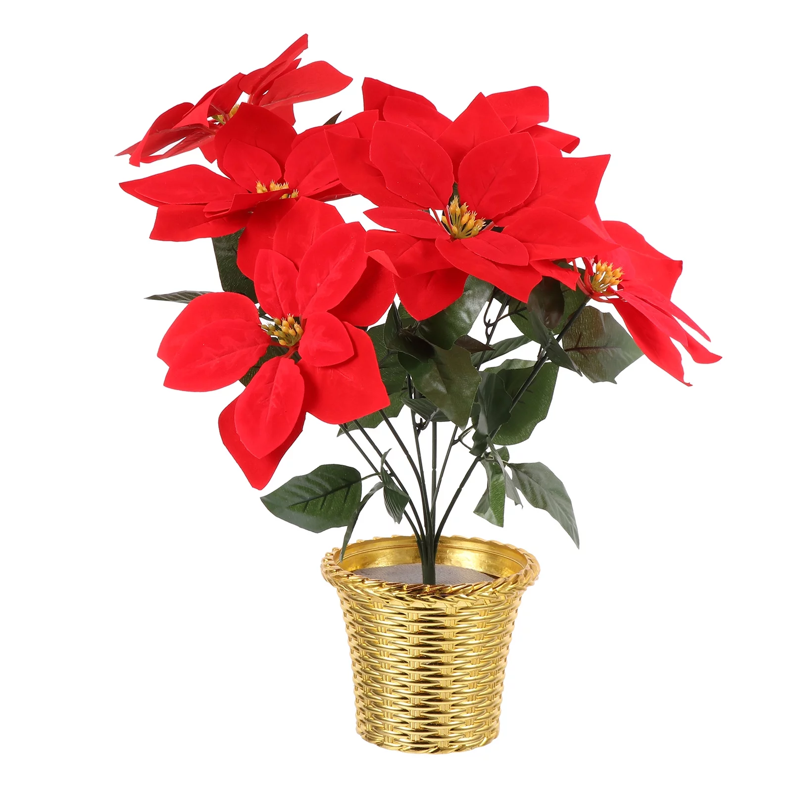 Simulation Poinsettia Pot Decoration Artificial Xmas Flower Plant Home Decor