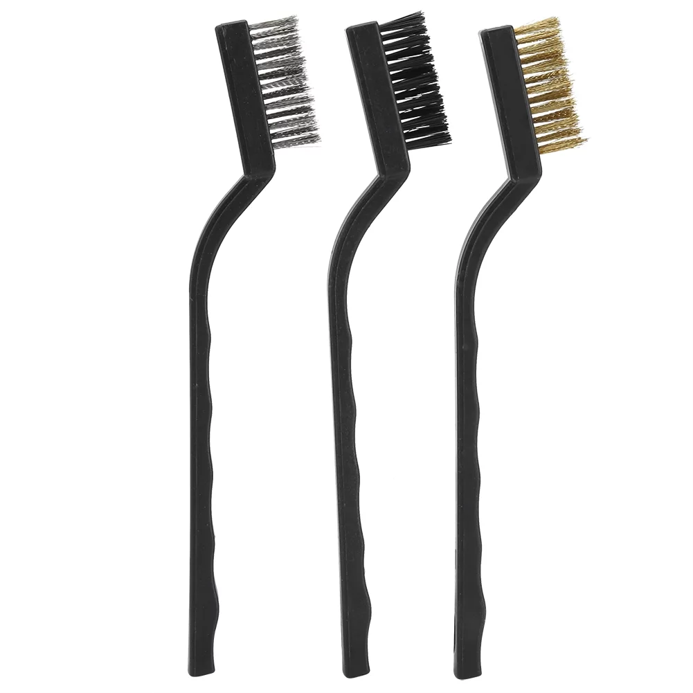 Nikou Wire Brush-3Pcs Mini Plastic Handle Wire Brush Clean Trunk Burr Bonsai Brush Garden Cleaning Tool