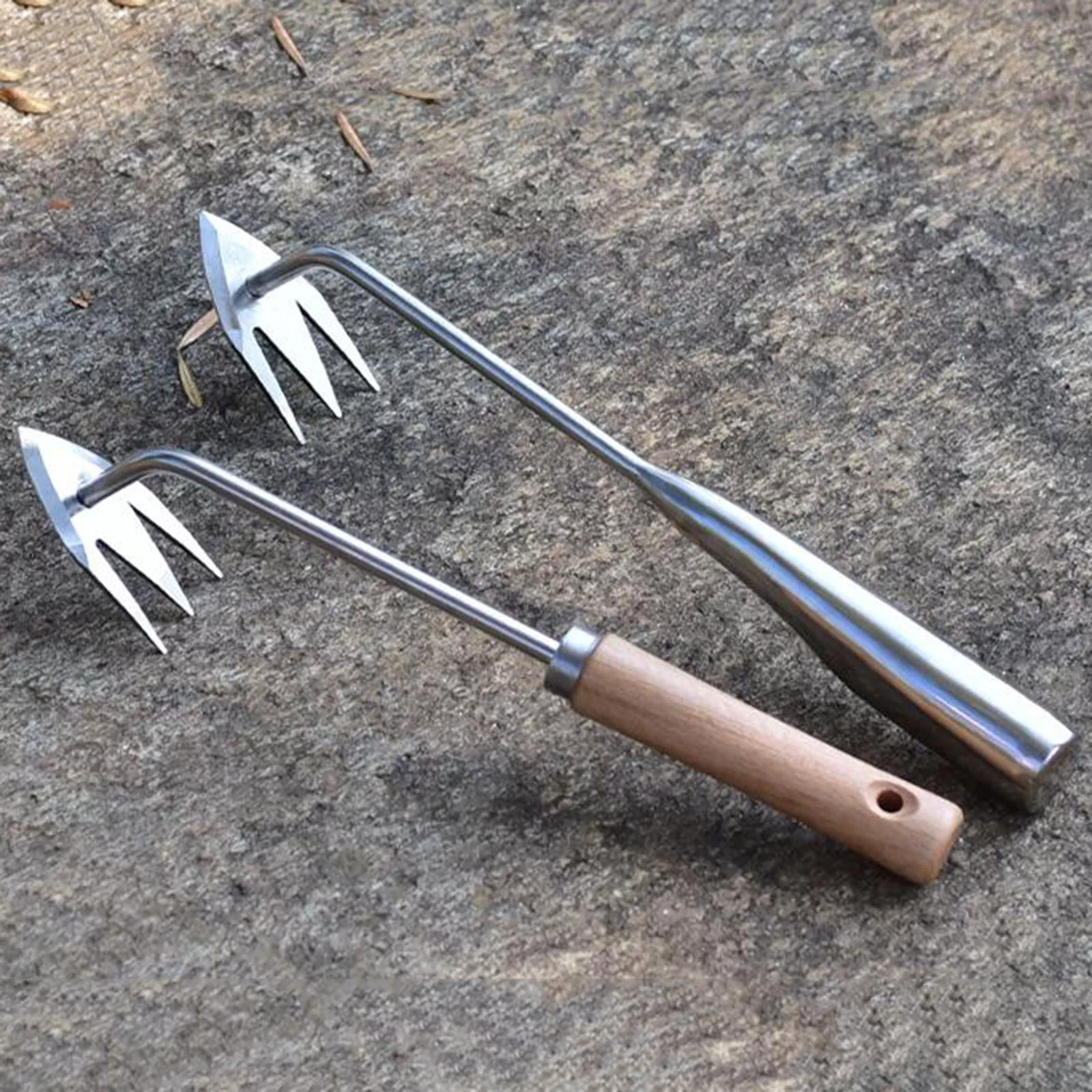 Master Mechanic New Wood Handle Stainless Steel Multifunctional Weeder Pulling Weeds Garden Root And Grass Gardening Weeding Tools