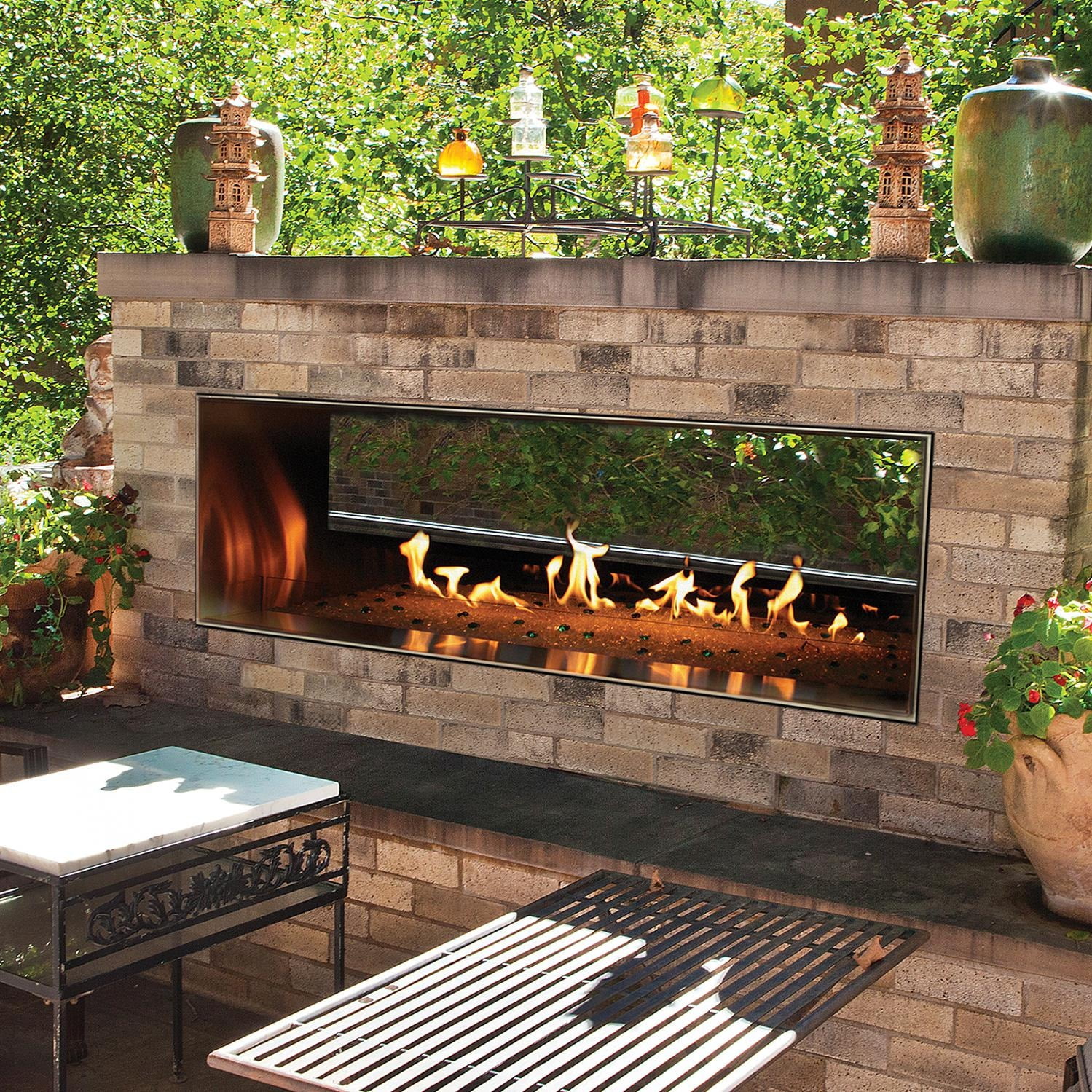 Empire  48 in. Outdoor Linear See-Through Fireplace with Manual Electronic Ignition & LED Light System