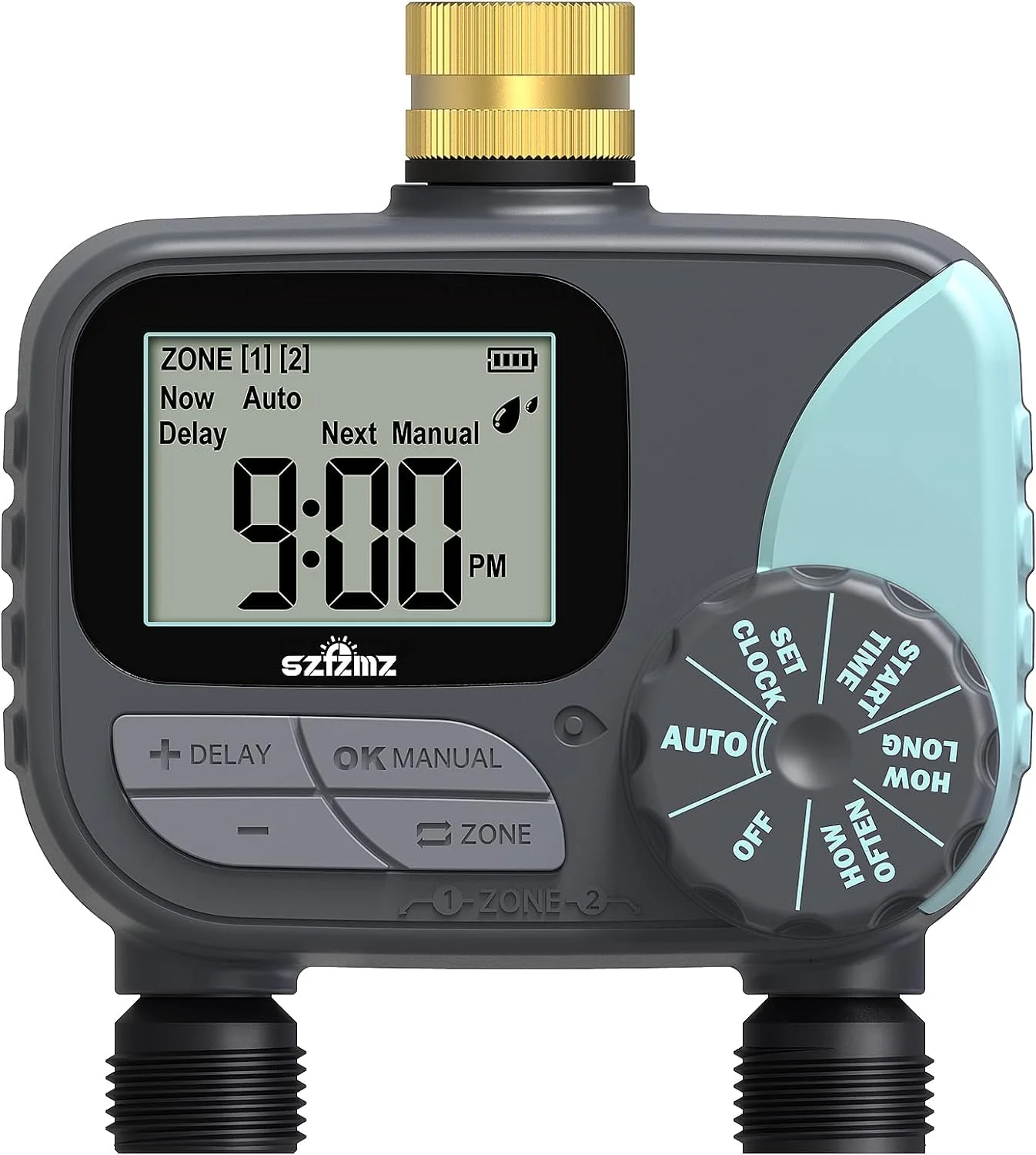 Sprinkler Timer, Water Timer for Garden Hose, Irrigation Timer Controller for Outdoor Plants Lawn, Hose Timers for Watering with Rain Delay/Manual/Automatic Watering System, Brass Inlet 2 Outlet