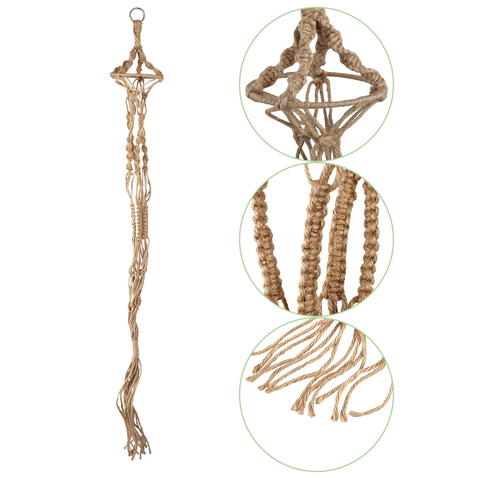 Vintage Macrame Plant Hanger Flower Pot Garden Holder Legs Hanging Rope Basket