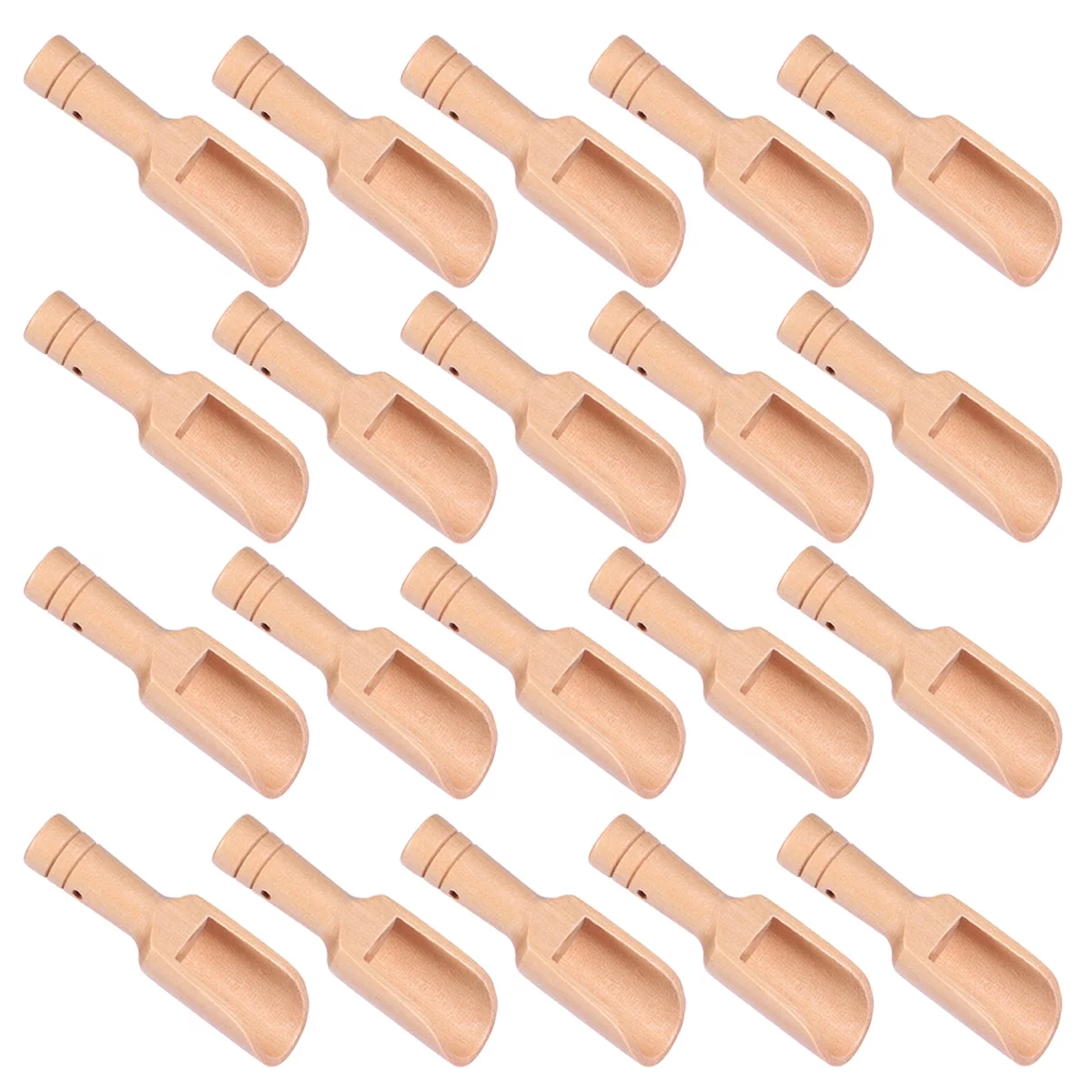 20pcs Small Salt Shovels Round Handle Scoop Wood Teaspoon Milk Powder Scoops