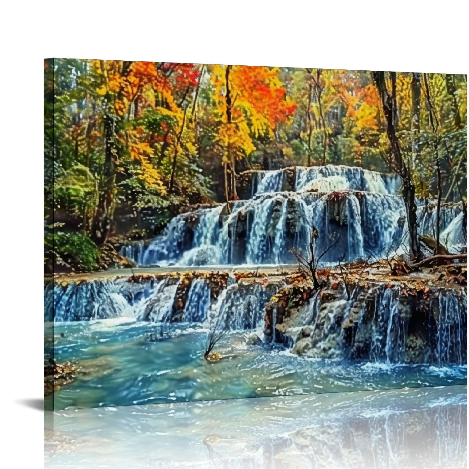ARISTURING  Wall Art Decor Large Canvas Print Picture Waterfall River Park Forest Painting Autumn Artwork for Office Home Wall Decor Stretched and Framed Ready to Hang