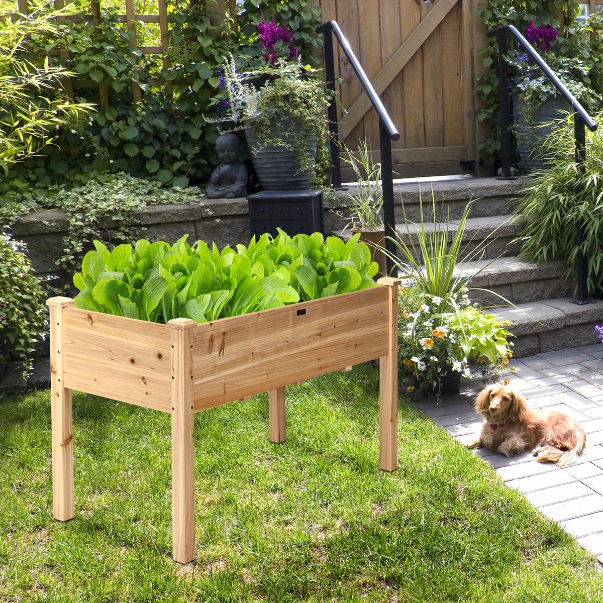Wooden Raised Vegetable Garden Bed Elevated Grow Vegetable Planter, Flower Pot Stack