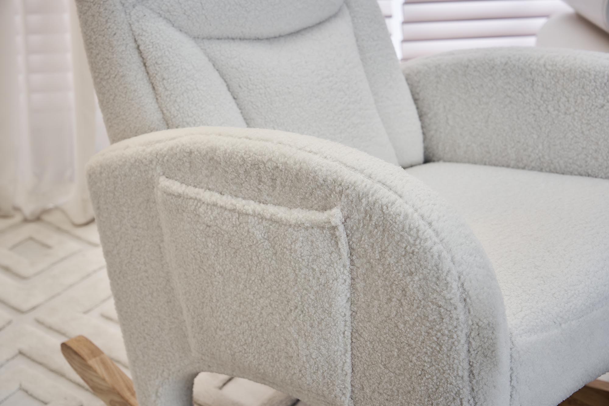 Fabric Nursery Rocking Chair With Adjustable Footrest