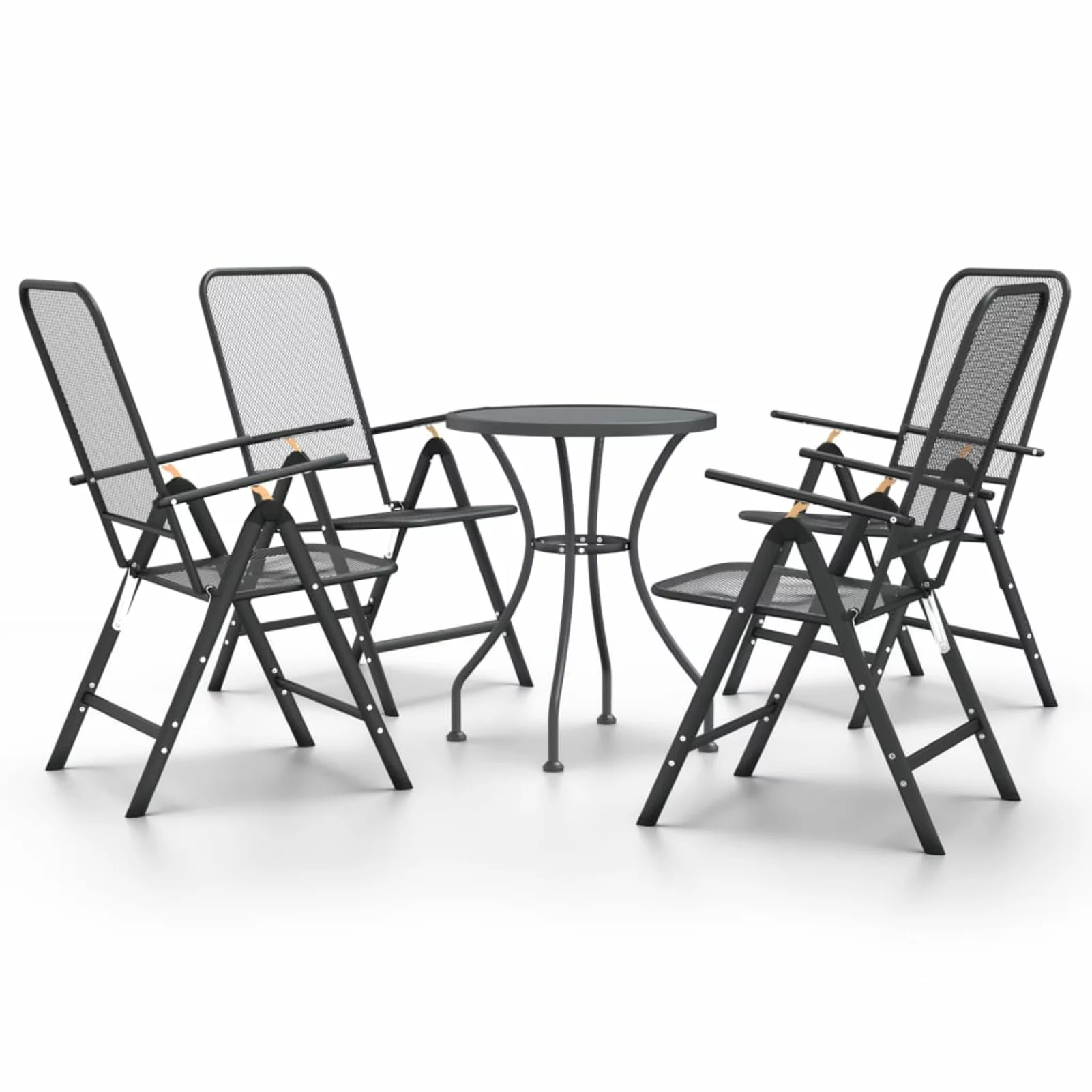 OWSOO 5 Piece Patio Dining Set Expanded Metal Mesh Anthracite