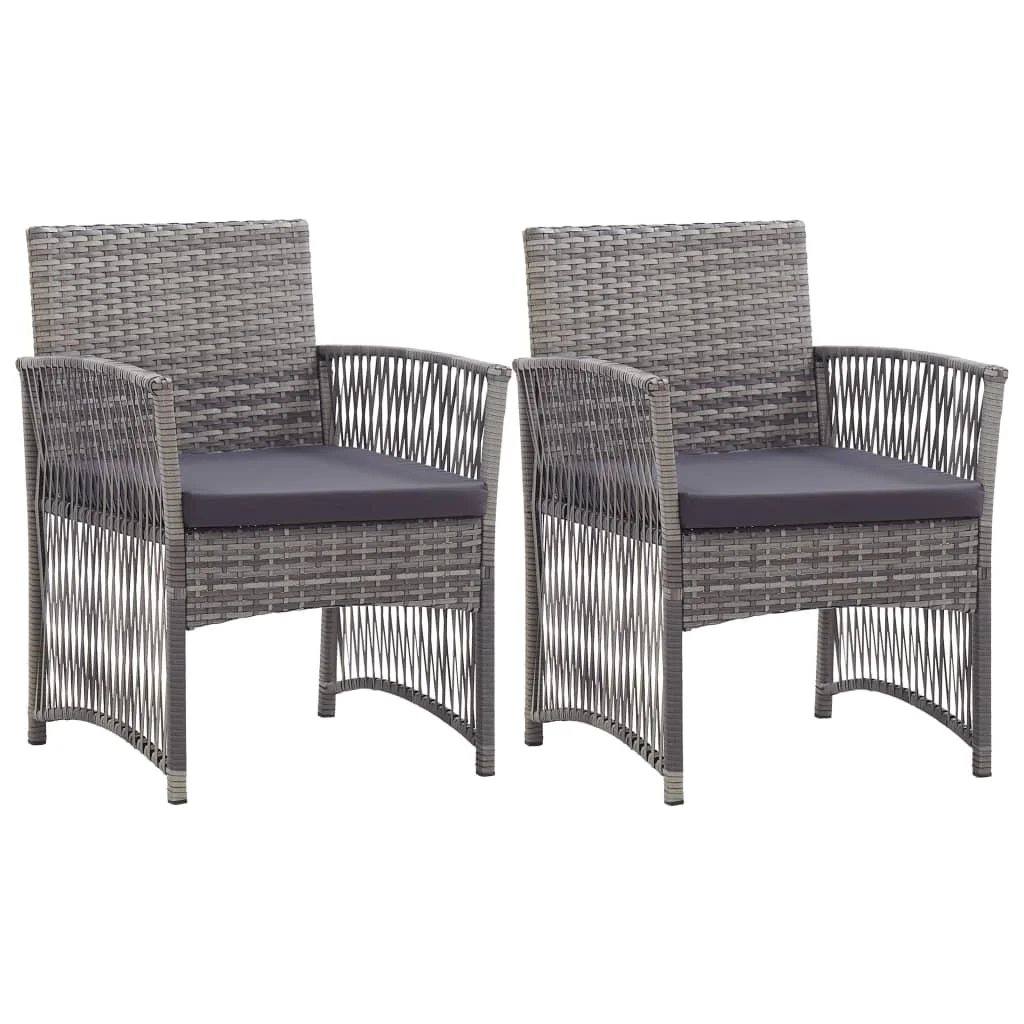 Anself Patio Armchairs with Cushions 2 pcs Anthracite Poly Rattan
