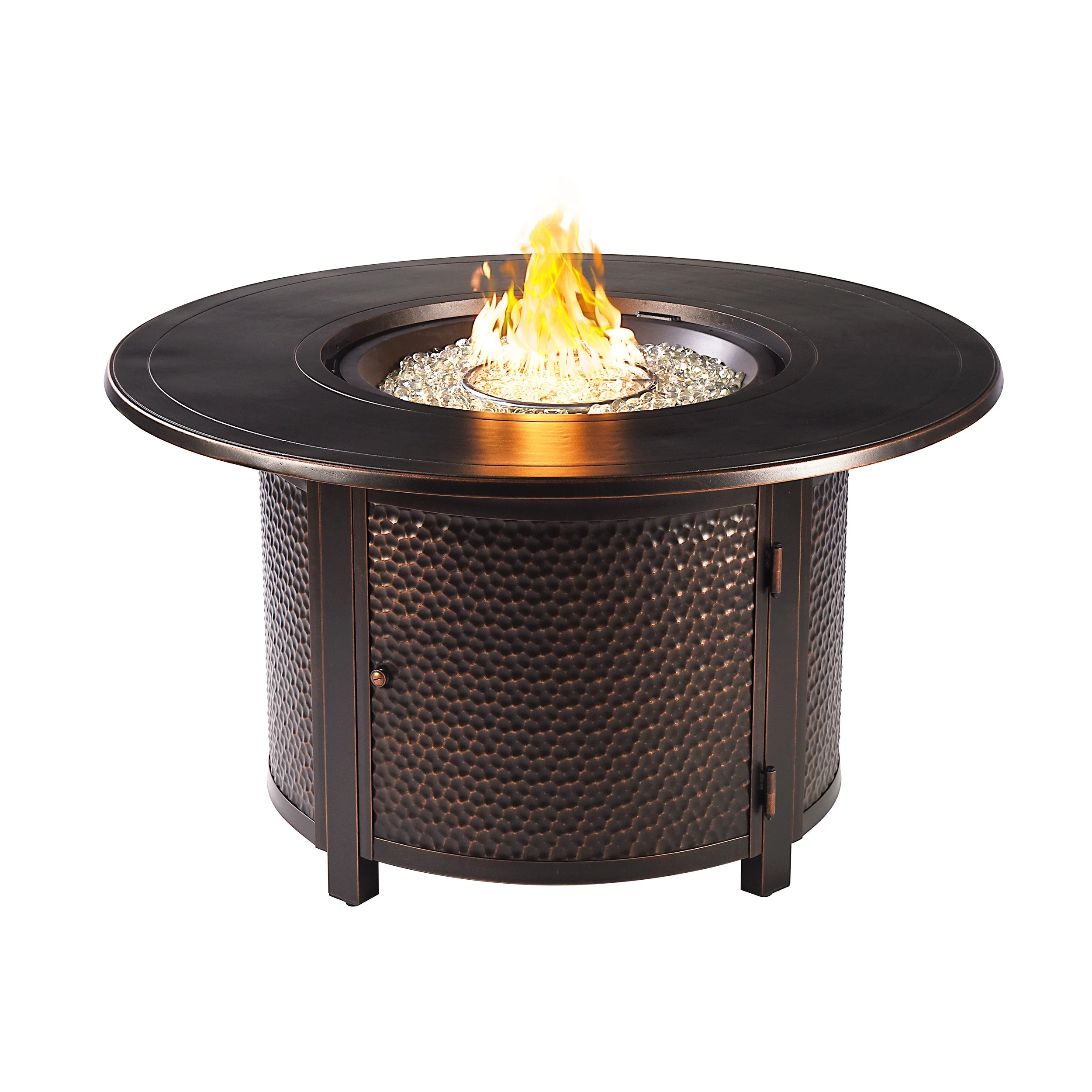 Aluminum 44-in Round Propane Fire Table with Beads, Covers and Lid