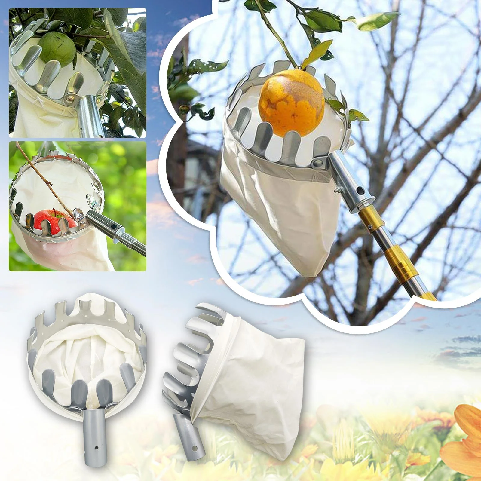MVNSFEW Dwmt81534 Fruit Picking Head Basket Portable Fruit Maker Metal Fruit Tool