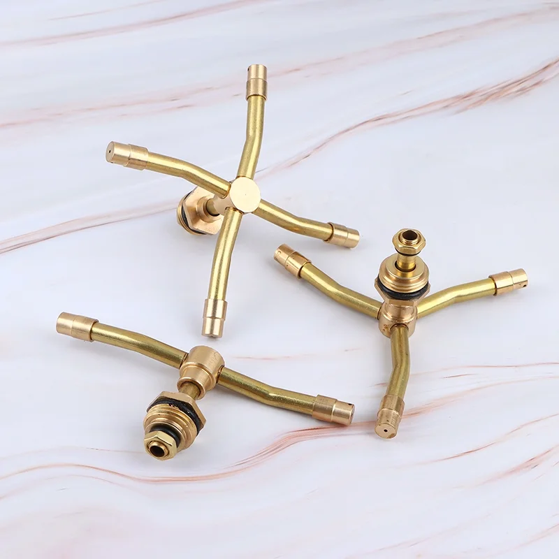 Automatic Rotary Whirling Sprinkler Brass Sprayer for Garden Lawn Irrigation - 1Pc  Adjustable 2/3/4 Arm Watering Nozzle  Rotating Spray Rotation