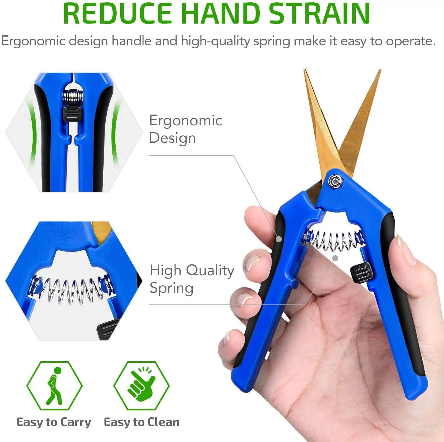 iPower 3-Pack 6.5 inch Gardening Scissors Hand Pruner Pruning Shear Curved Precision Blades