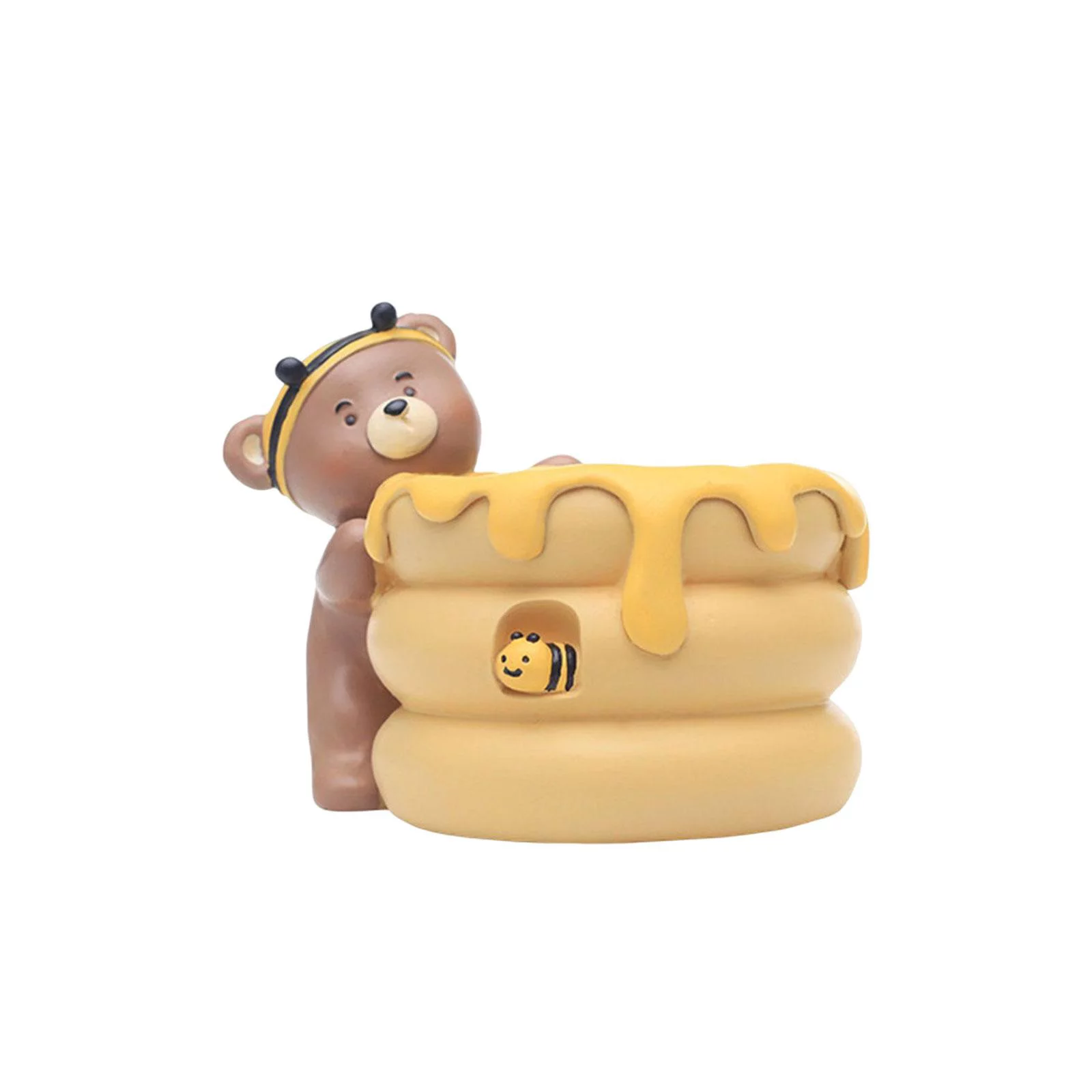 Lovely Fairy Garden Flower Pots with Drain Hole Ornament Resin Crafts Flower Vase Flower Container for Table Office DIY Decors Birthday Gift , Honey Pot Bear