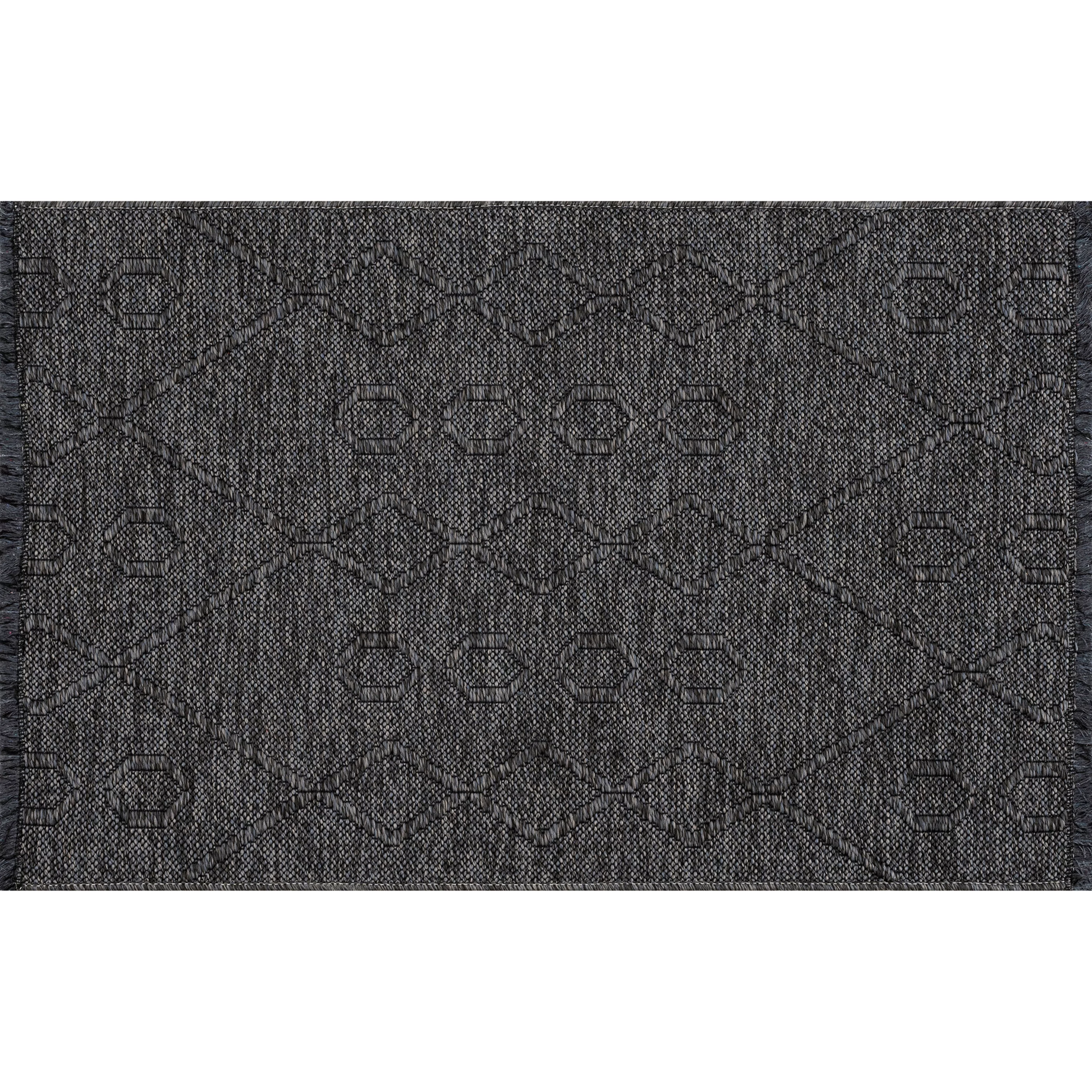 Alma Transitional 2' x 3' Dark Gray and Ash, Machine Washable Polyester & Cotton Indoor Area Rug