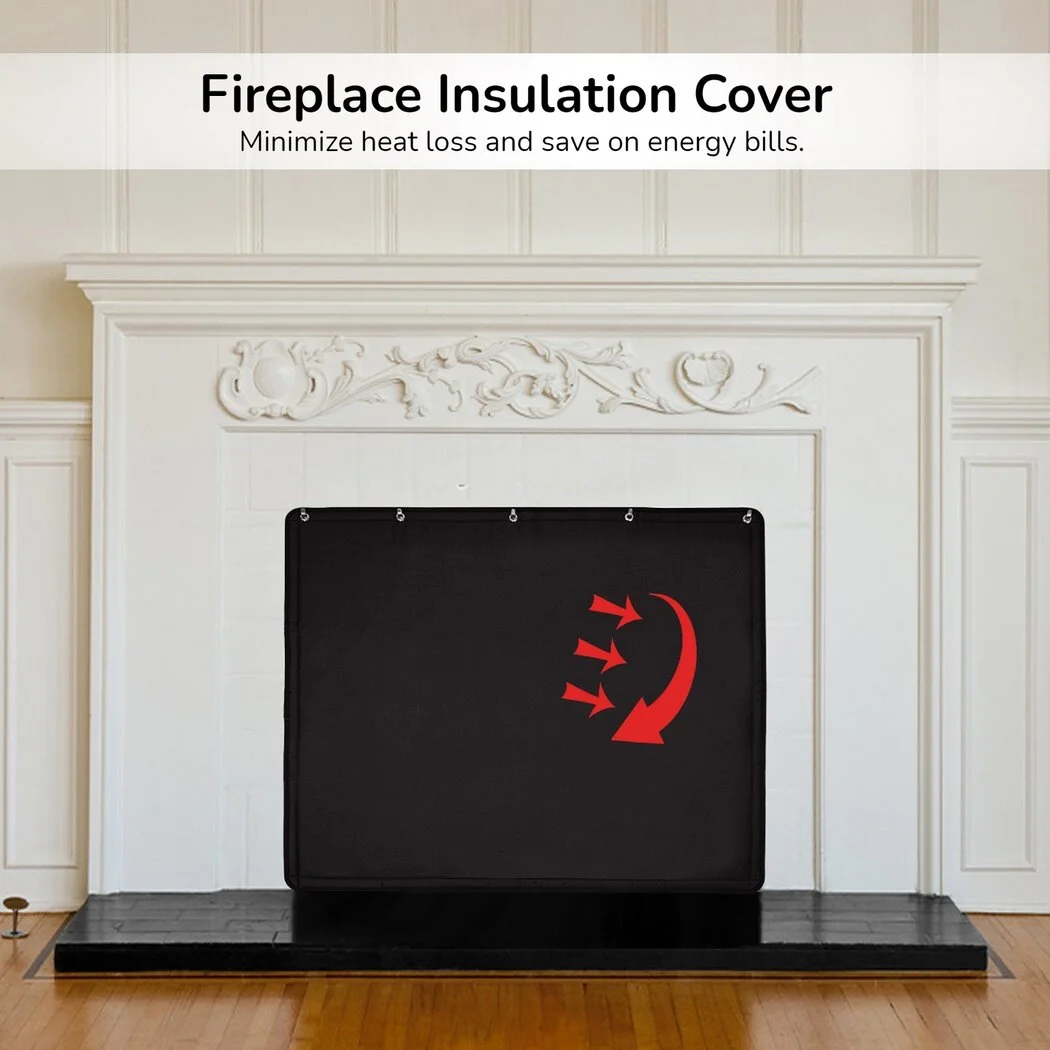 Fireplace Blocker, Black Fireplace Cover, Fireplace Draft Stopper, Black Fireplace Blocker Blanket with Velcro, Energy-conserving Fireplace Cover, 39 x 32''