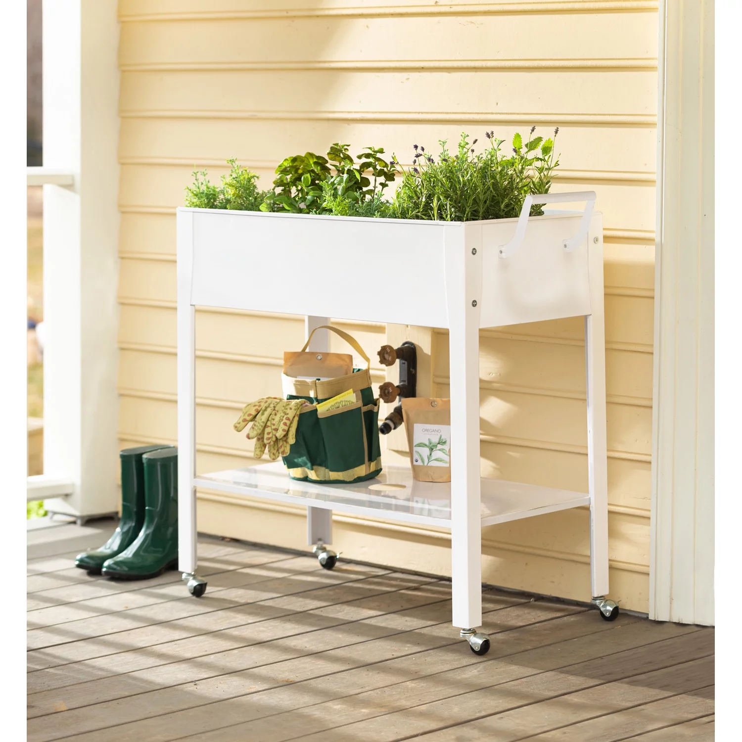 Metal Grow Table with Handle White