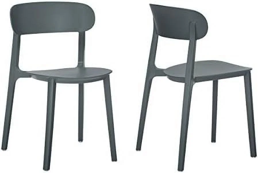 MQLIFEBOOM 2 x Campus Series Side Chairs  Mid-Century Modern Dining Chair  Stackable Chair  Great for Indoor and Outdoor (Moss Grey)