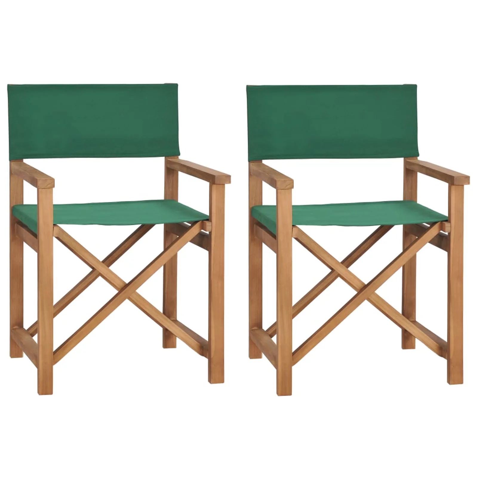 Aibecy Director's Chairs 2 pcs Solid Teak Wood Green