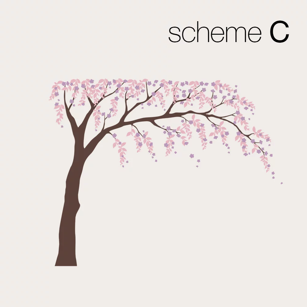 Weeping Willow Tree Decal with Cherry Blossoms - Scheme C