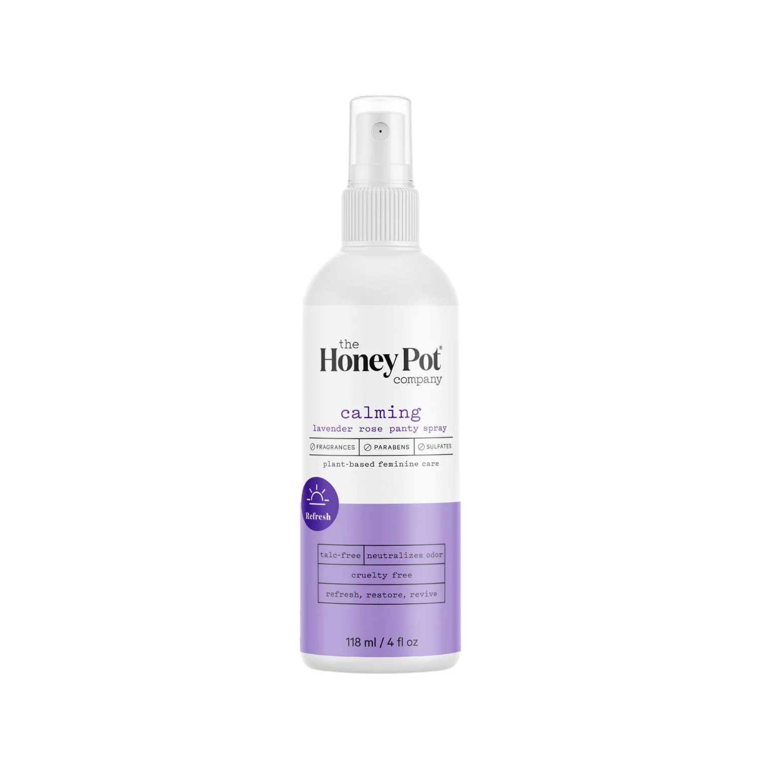 The Honey Pot Company, Refreshing Lavender Rose Panty and Body Plant Derived Deodorant Spray, 4 Oz..